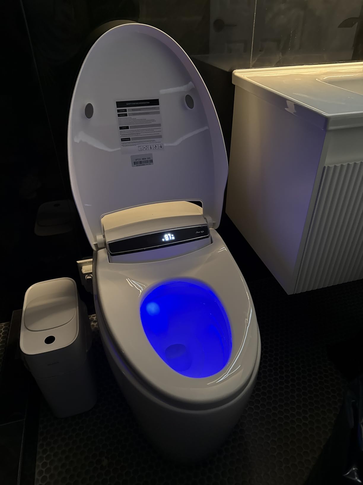 Smart Toilet with Bidet Built in, Dual Flush, Foam Shield, Manual Lid | Night Light, Heated Seat, Foot Sensor Flush, UV Self Clean, Instant Warm Water, Tankless Elongated Toilet, ADA for Bathroom customer photo 1