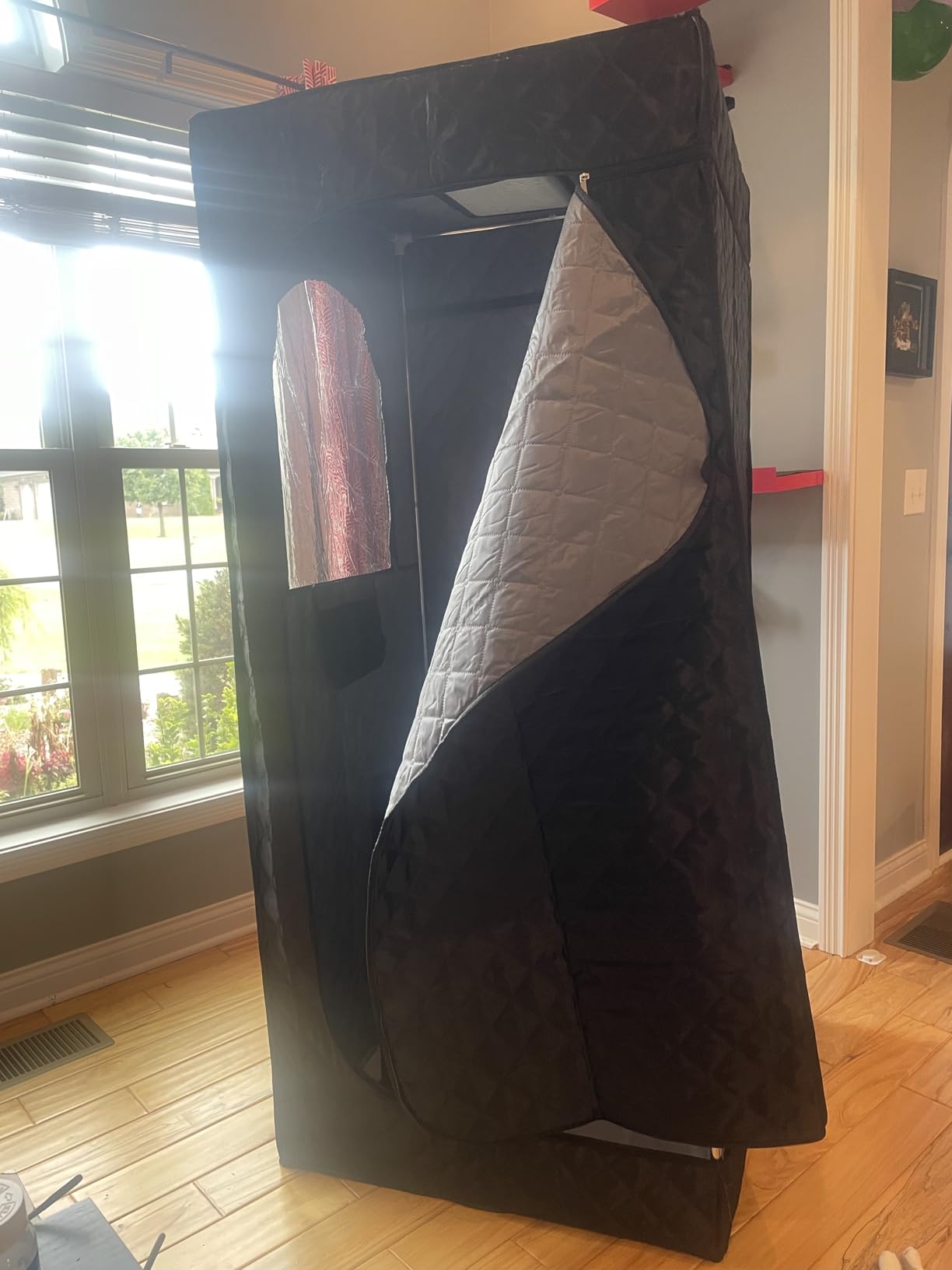 Portable Infrared Sauna Box for Home, Full Body Steam Sauna Tent with 660nm & 850nm Red Light Therapy Lamp, 3L 1200W Fast-Heating Steamer, Adjustable Temp & Remote Control for Relaxation, Detox Black customer photo 2