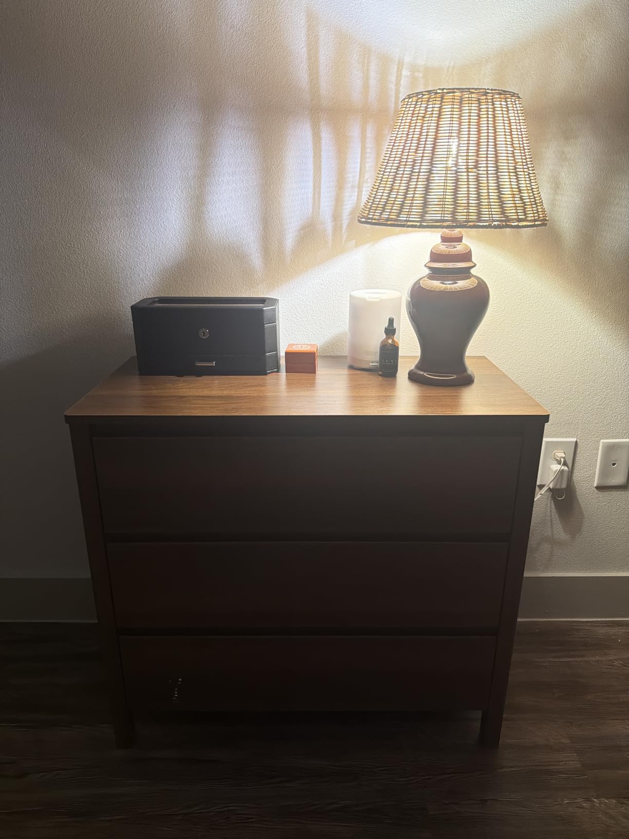Walnut Dresser for Bedroom, 5 Drawer Dresser with Wood Legs, Tall Wood Dresser, Mid Century Modern Chest of Drawers, Large Storage Bedroom Furniture, Walnut customer photo 1