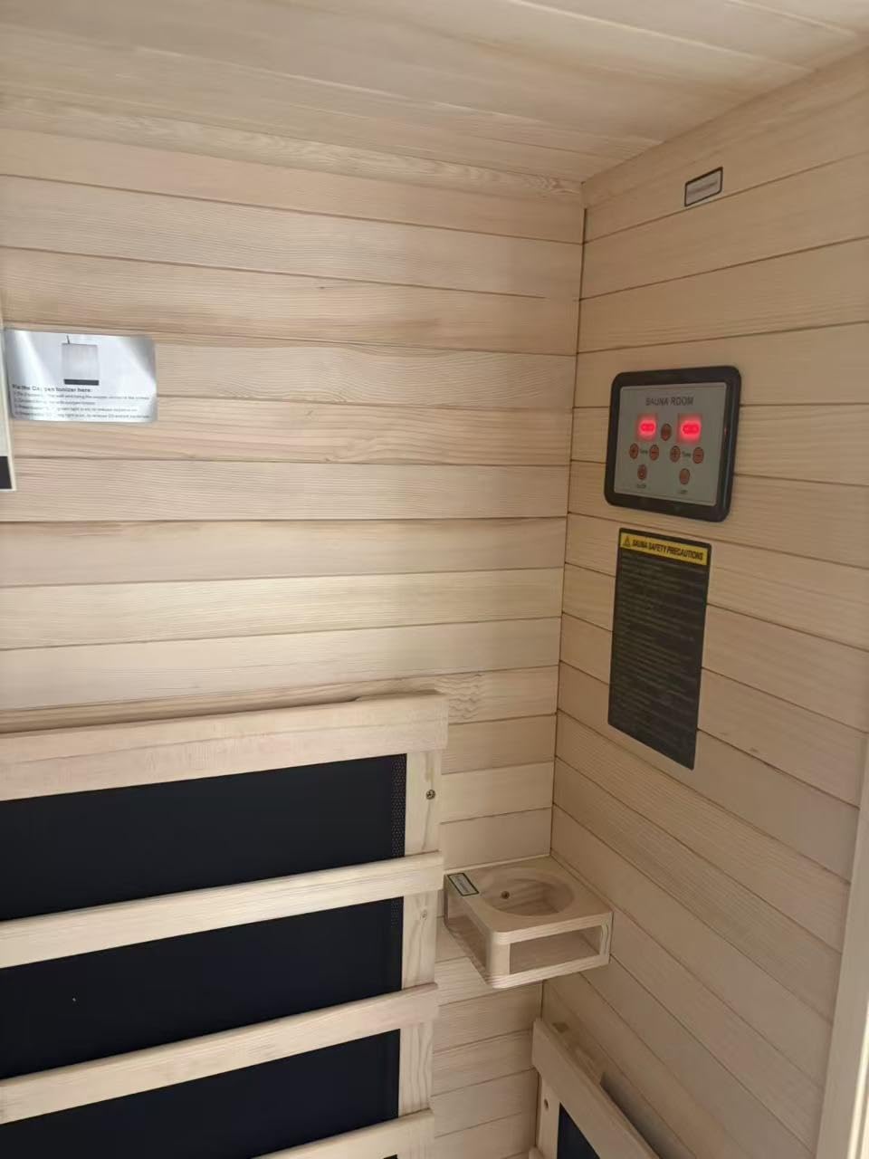 Wood Infrared Sauna for Home, Indoor Home Sauna with Red Light, 1 Person Infrared Sauna, Chromotherapy Light, Hemlock, Low EMF Far Infrared, Bluetooth Speakers, 33.4