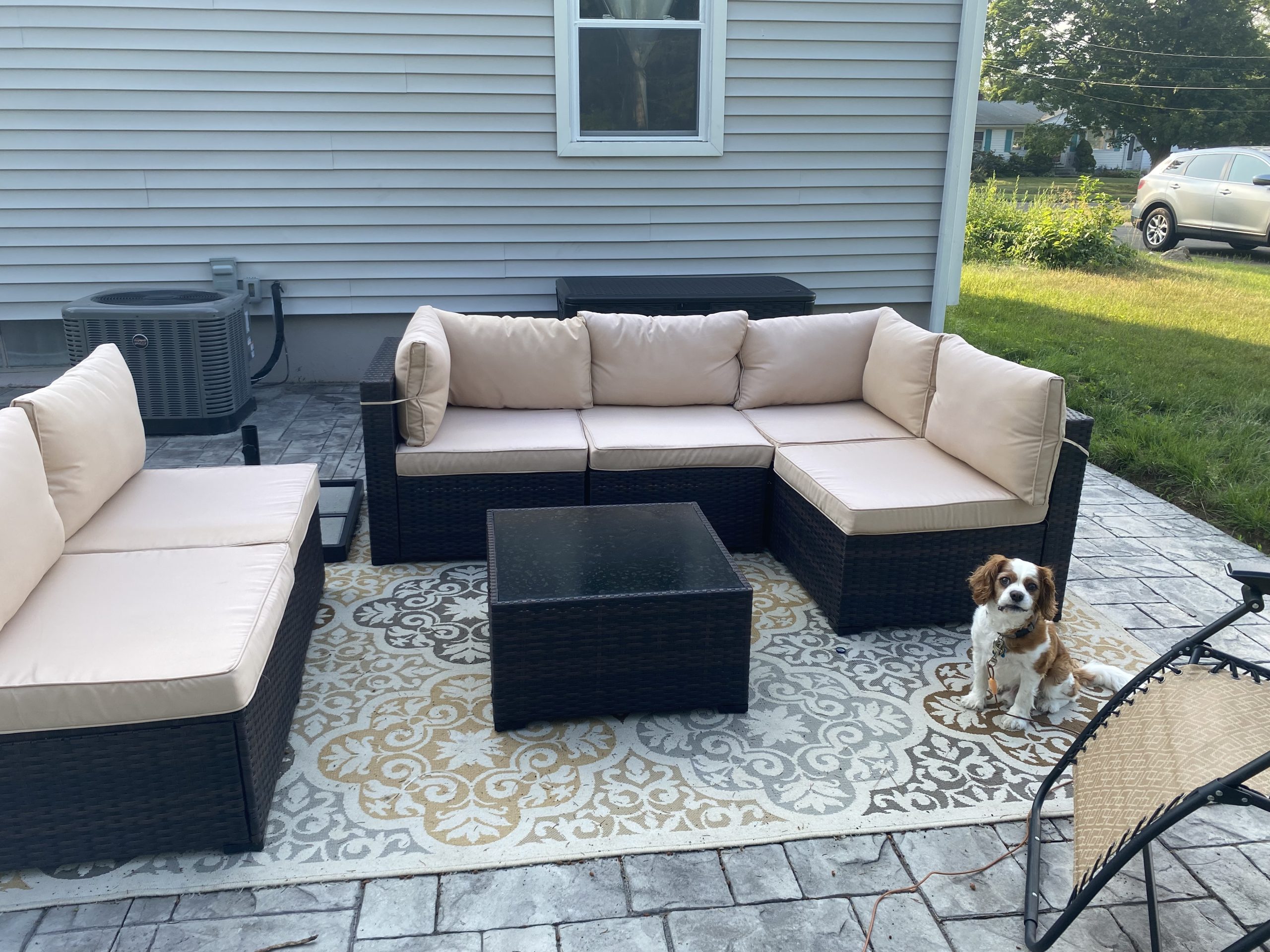 LAFWLL 7 Pieces Outdoor Patio Furniture Sets, Rattan Conversation Sectional Set, Manual Weaving Wicker Patio Sofa with Tea Table customer photo 1