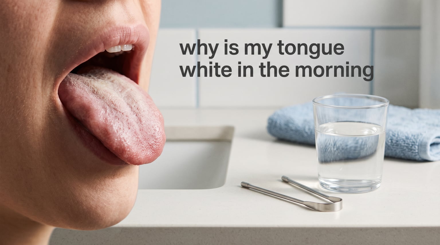 why is my tongue white in the morning