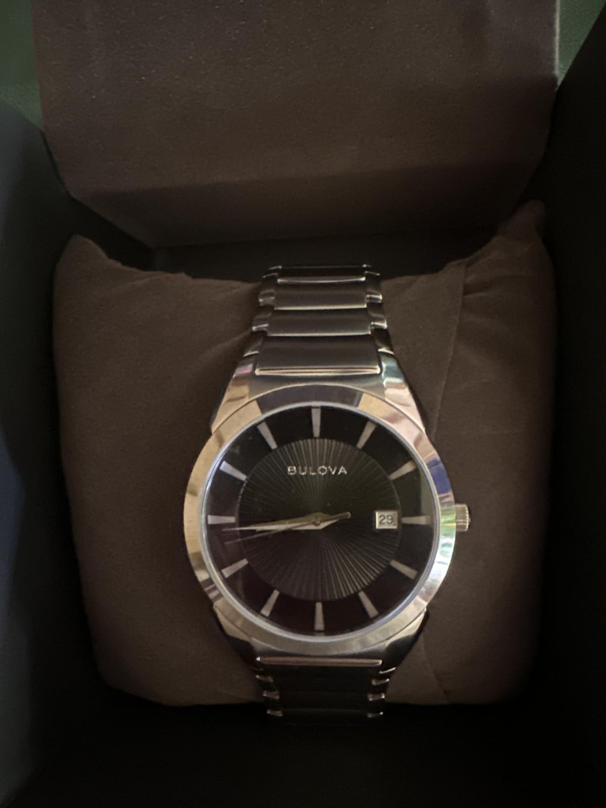 Bulova Men's 3-Hand Calendar Date Quartz Watch, Patterned Dial, 38mm, Style: 96B149 customer photo 1