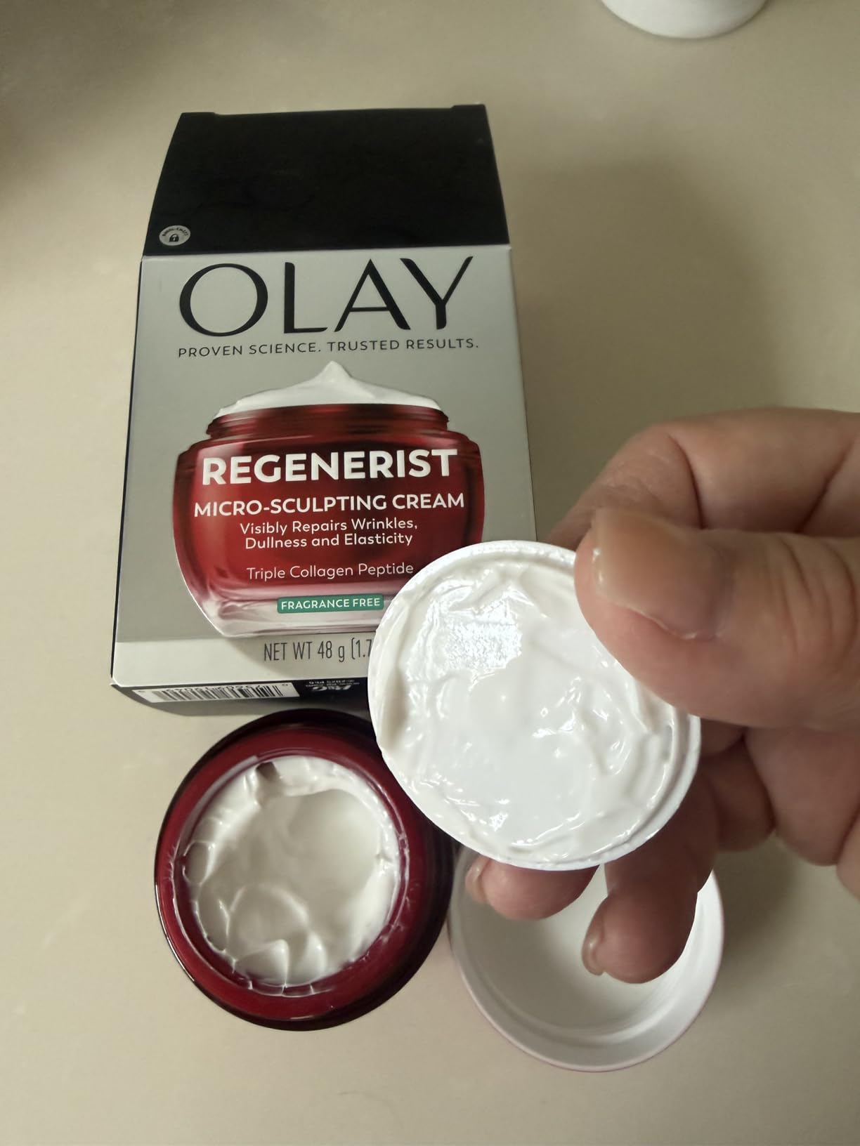 Olay Face Moisturizer, Regenerist Micro-Sculpting Cream for Women, Fragrance-Free - Anti-Aging, Anti-Wrinkle, Firming Skin Care - Triple Collagen Cream, Peptide, Hyaluronic Acid, Niacinamide, 1.7oz customer photo 1
