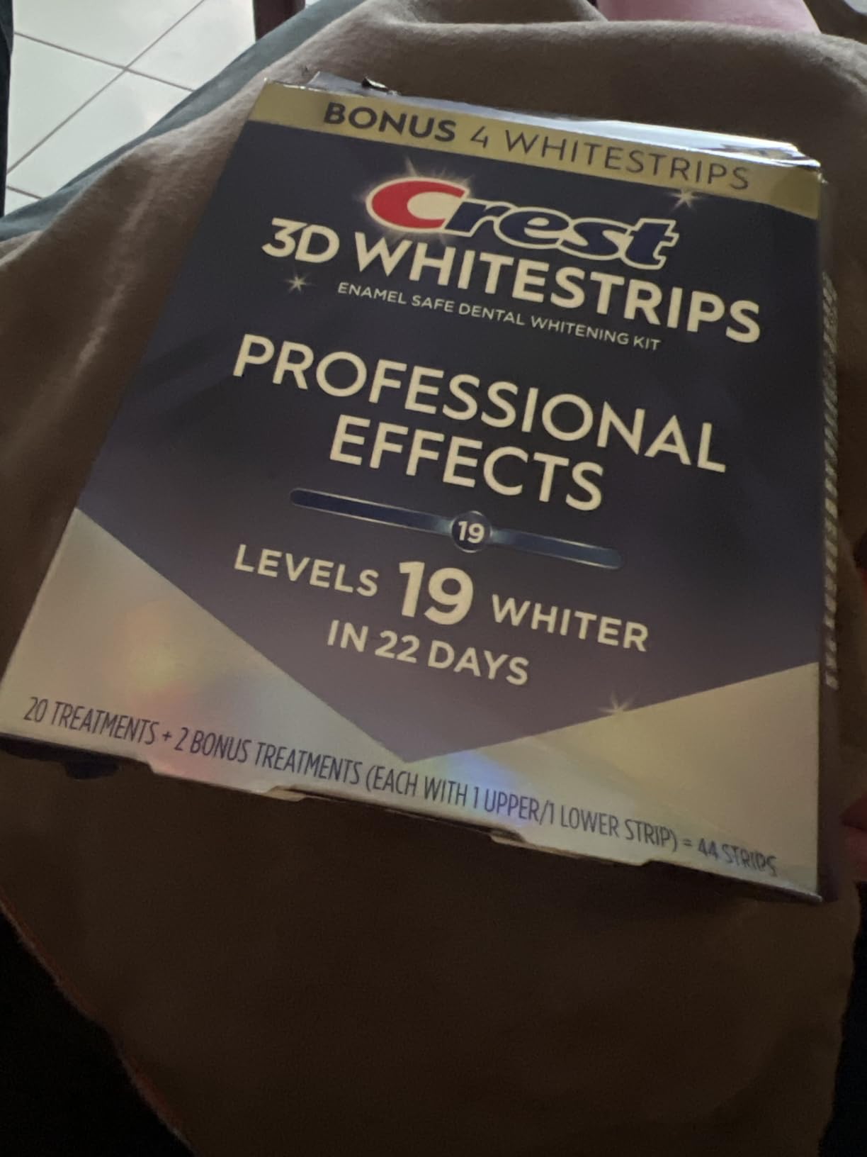 Crest Teeth Whitening Strips, Crest 3D Whitestrips Professional Effects, Enamel Safe Teeth Whitening Kit, 22 Treatments (44 Strips), Professional-Level Whitening, 19 Levels Whiter customer photo 1