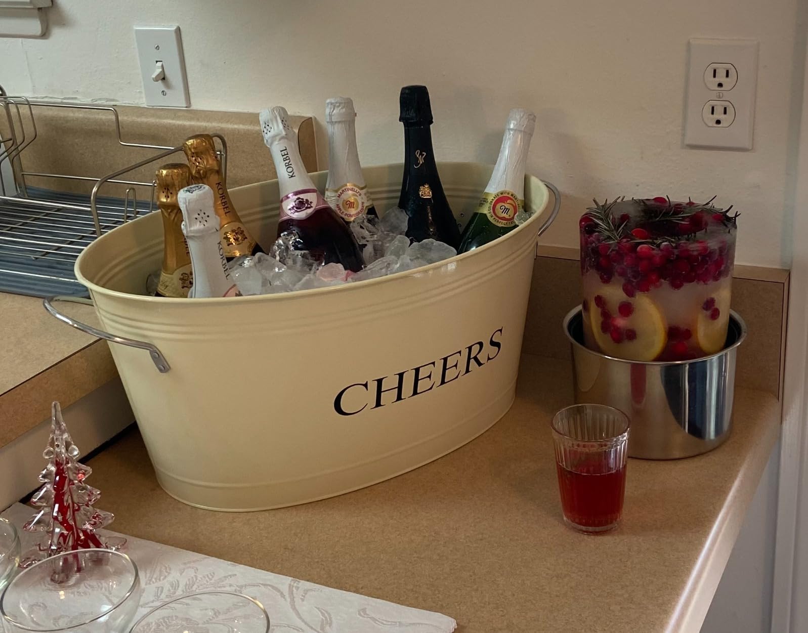 Twine Cheers Beverage Tub, Galvanized Tubs for Entertaining, Drink Buckets for Parties, Large Ice Tub and Gift Basket, Beer Buckets, Cream, 6.3 Gallons Set of 1 customer photo 2