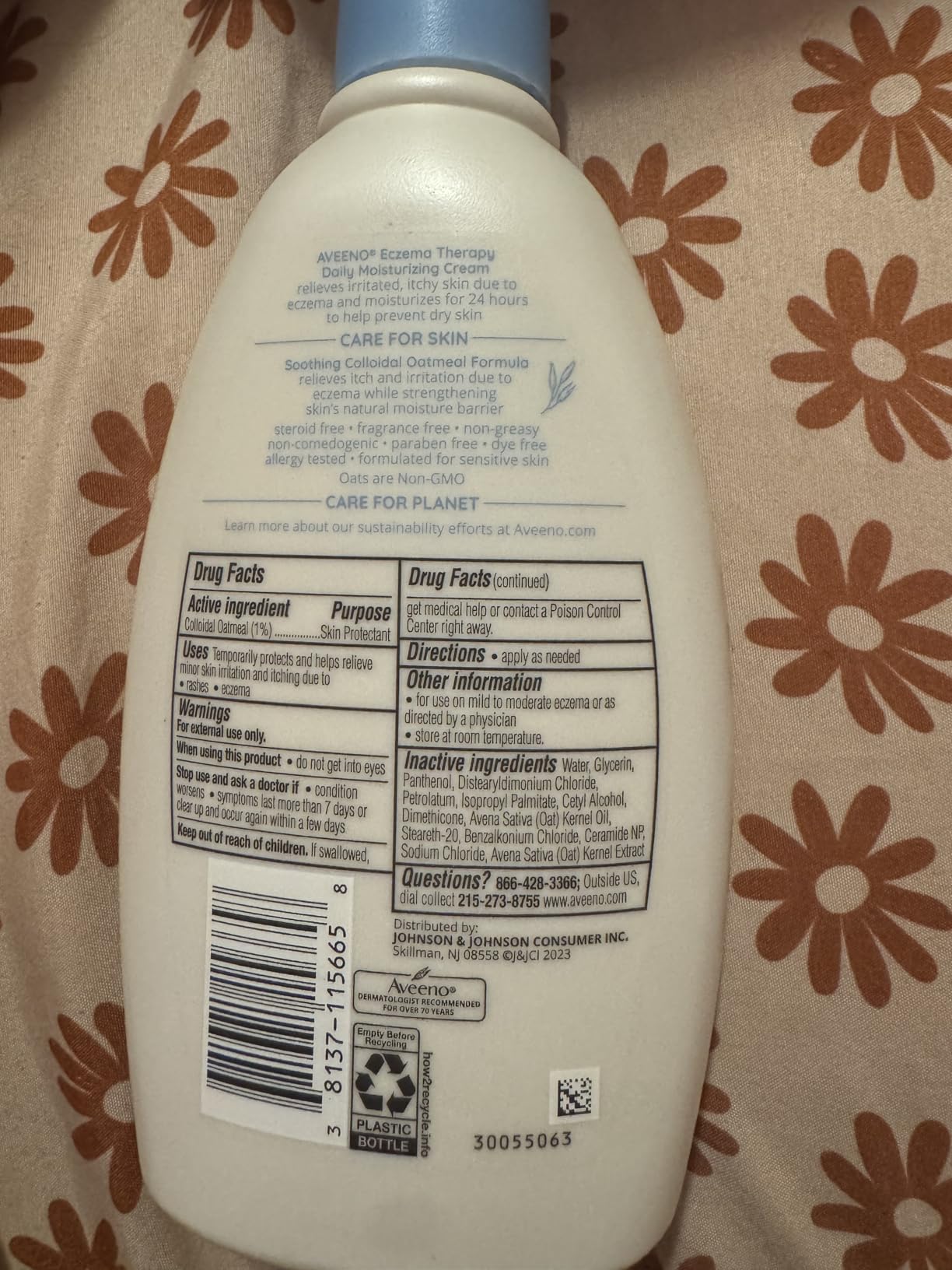 Aveeno Eczema Therapy Daily Moisturizing Body Cream for Sensitive Skin, Soothing Eczema Cream for Dry & Itchy Skin Relief, Colloidal Oatmeal & Ceramide, Steroid- & Fragrance-Free, 12 Oz customer photo 1