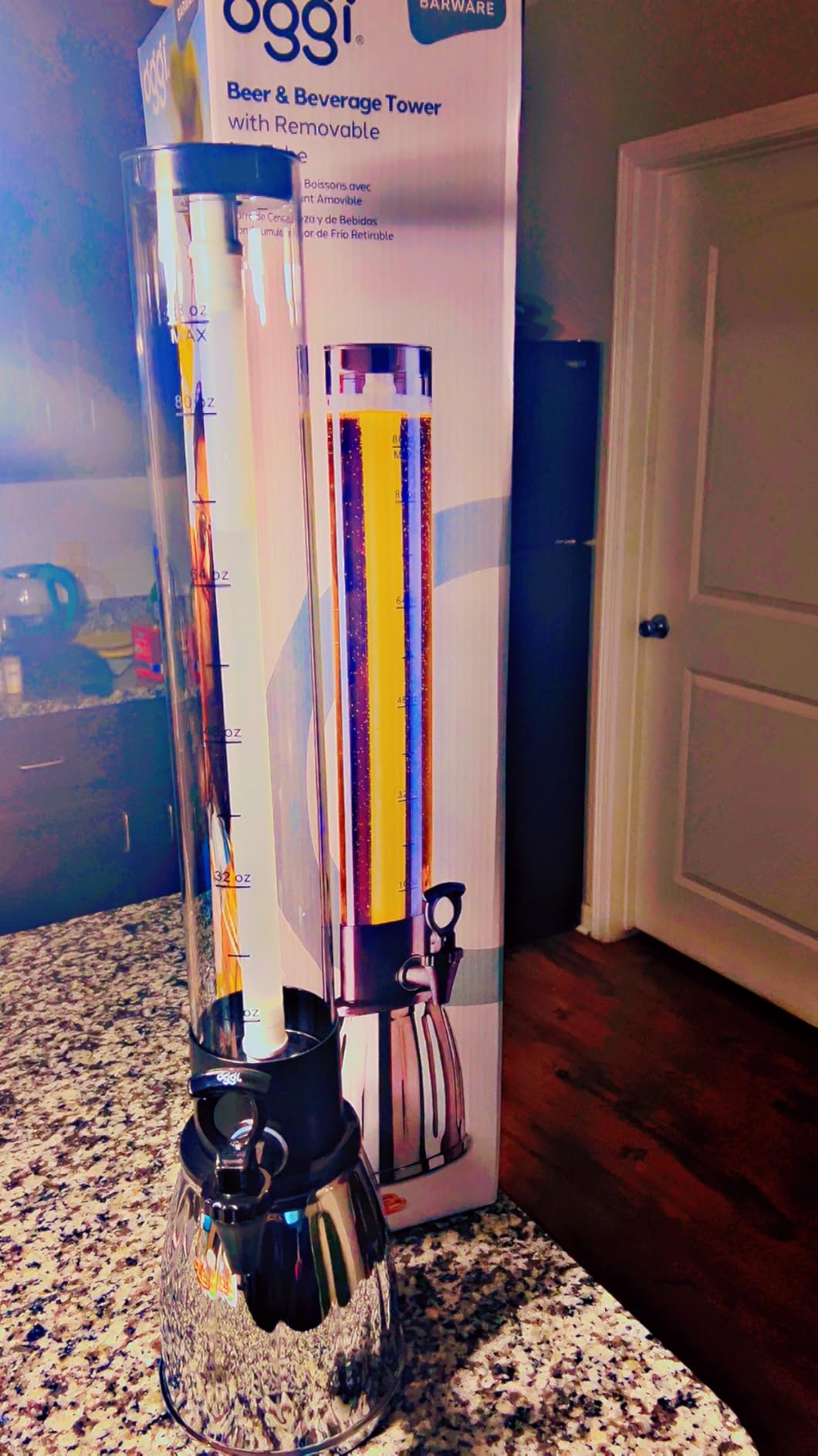 OGGI Beer Tower 88oz - Beverage Dispenser with Spigot & Ice Tube, Margarita Tower, Mimosa Tower, Perfect Drink Dispensers for Parties, Drink Tower, Holds 6 Pints of Beer – Stainless customer photo 1