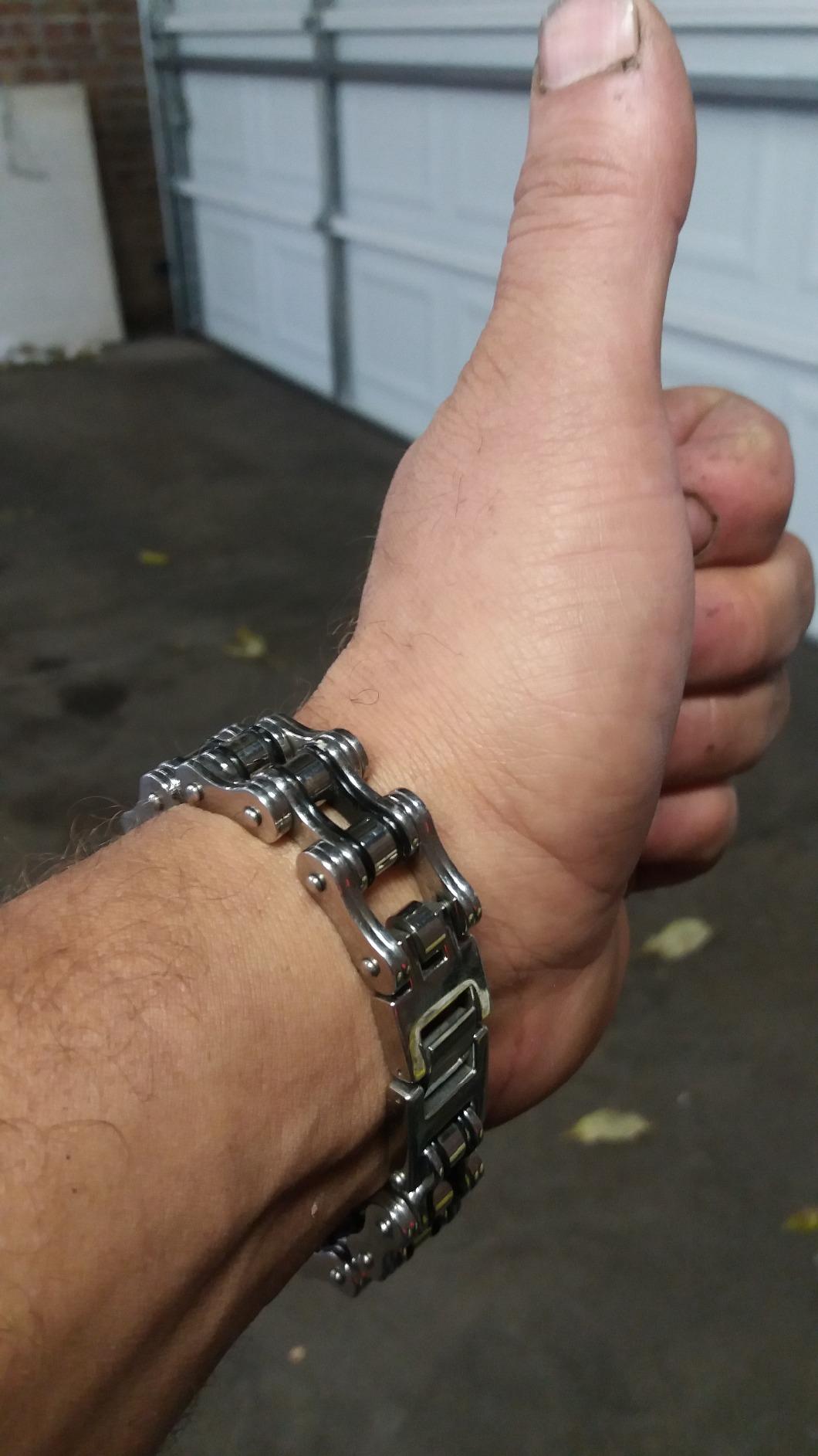 Masculine Mens Bike Chain Bracelet of Stainless Steel Two-Tone Polished customer photo 1