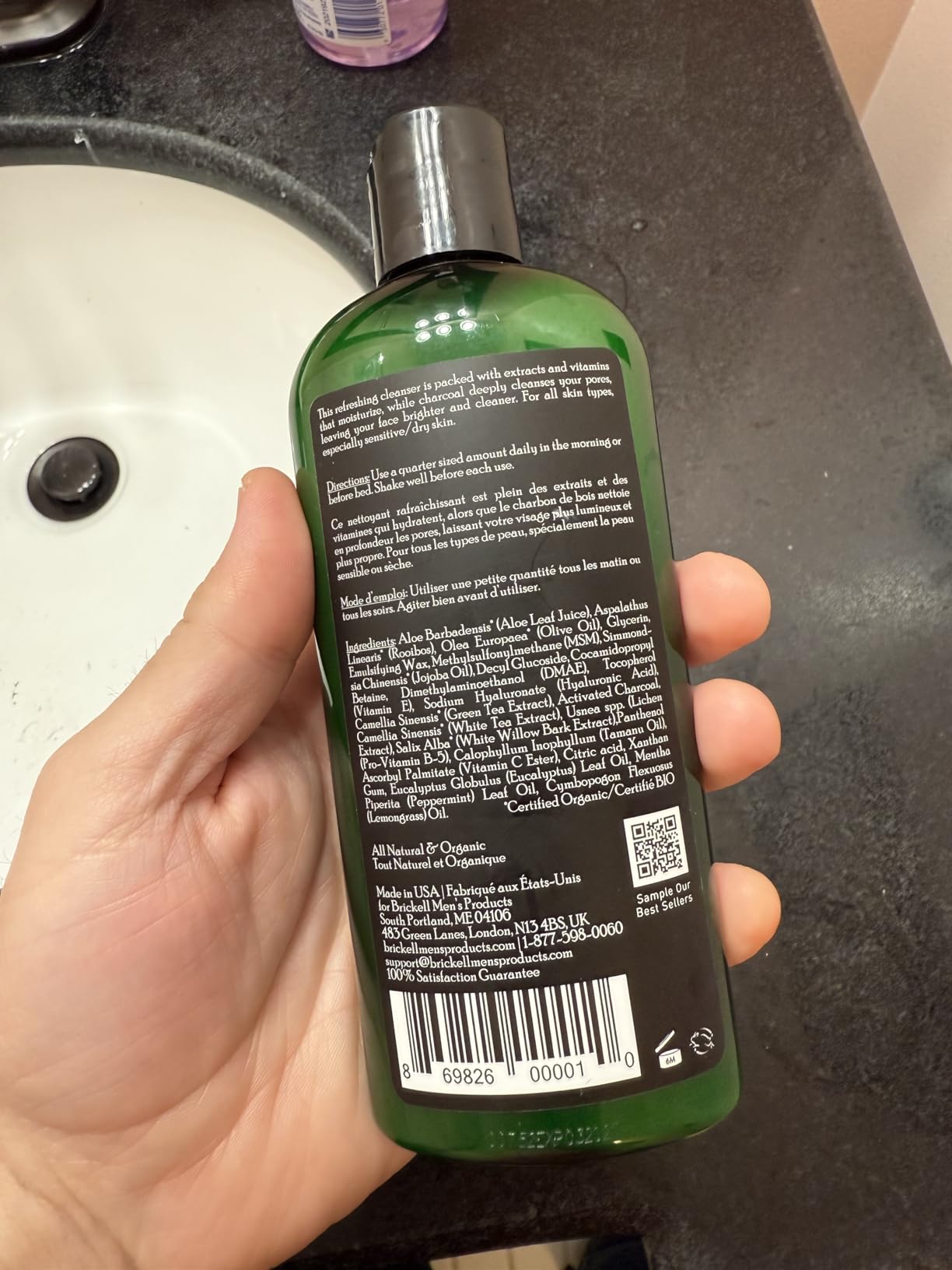 Brickell Men's Purifying Charcoal Face Wash for Men, Daily Facial Cleanser, With Charcoal, Vitamin E, and Hyaluronic Acid, 8 Ounce, Scented customer photo 2