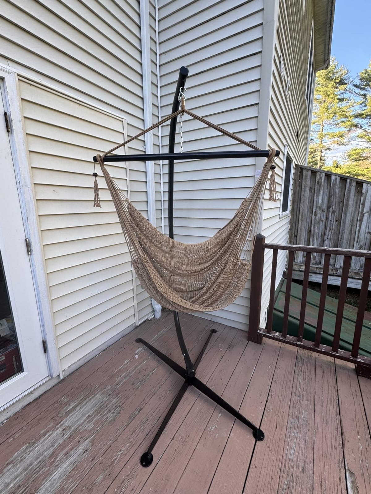 Sunnydaze Hanging Hammock Chair Swing for Patio, Caribbean, Tan customer photo 1