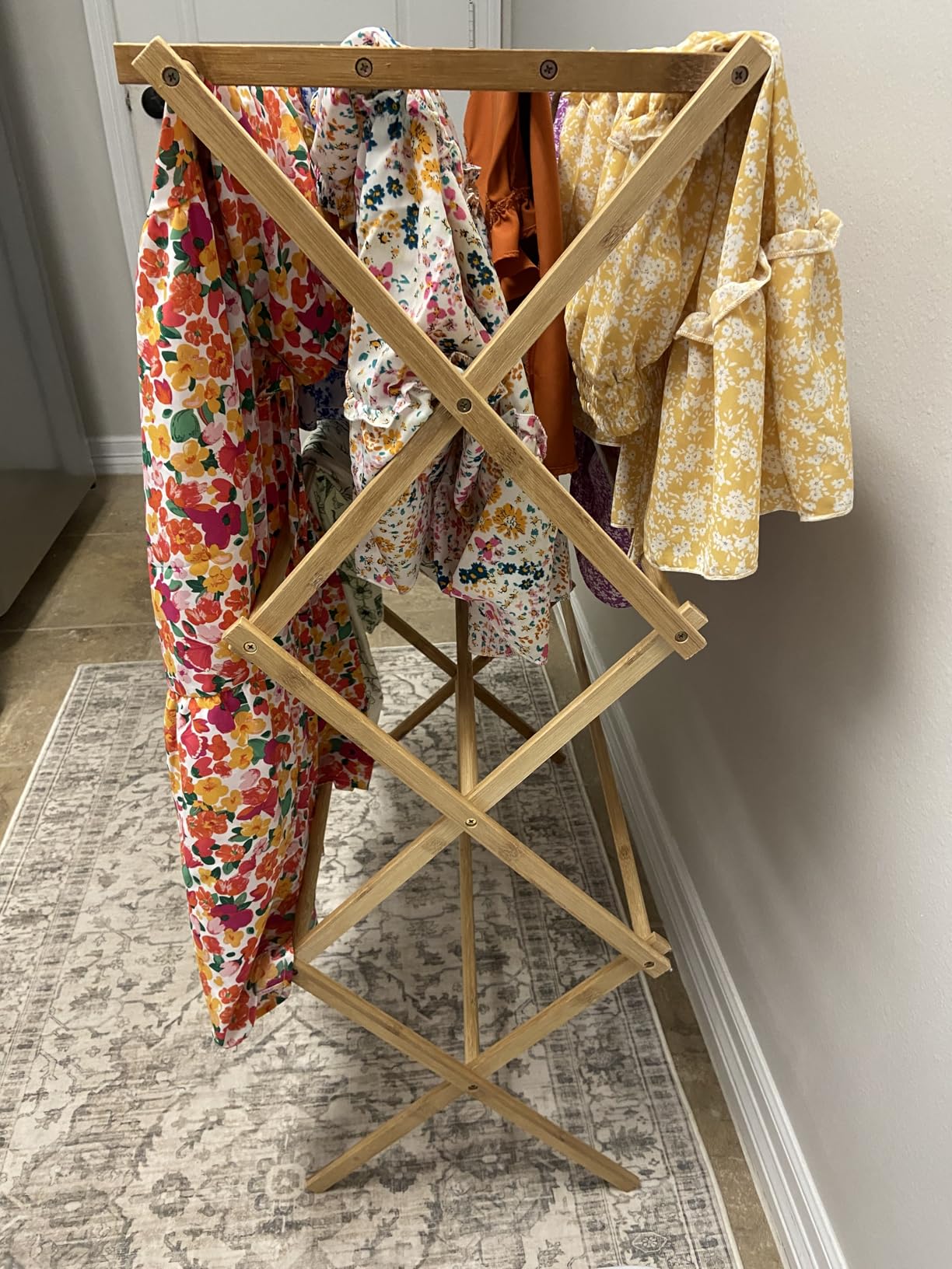 Home-it Wooden Clothes Drying Rack for Laundry - Collapsible Folding Bamboo Laundry Drying Rack for Drying Clothes - Heavy Duty Pre Assembled customer photo 1