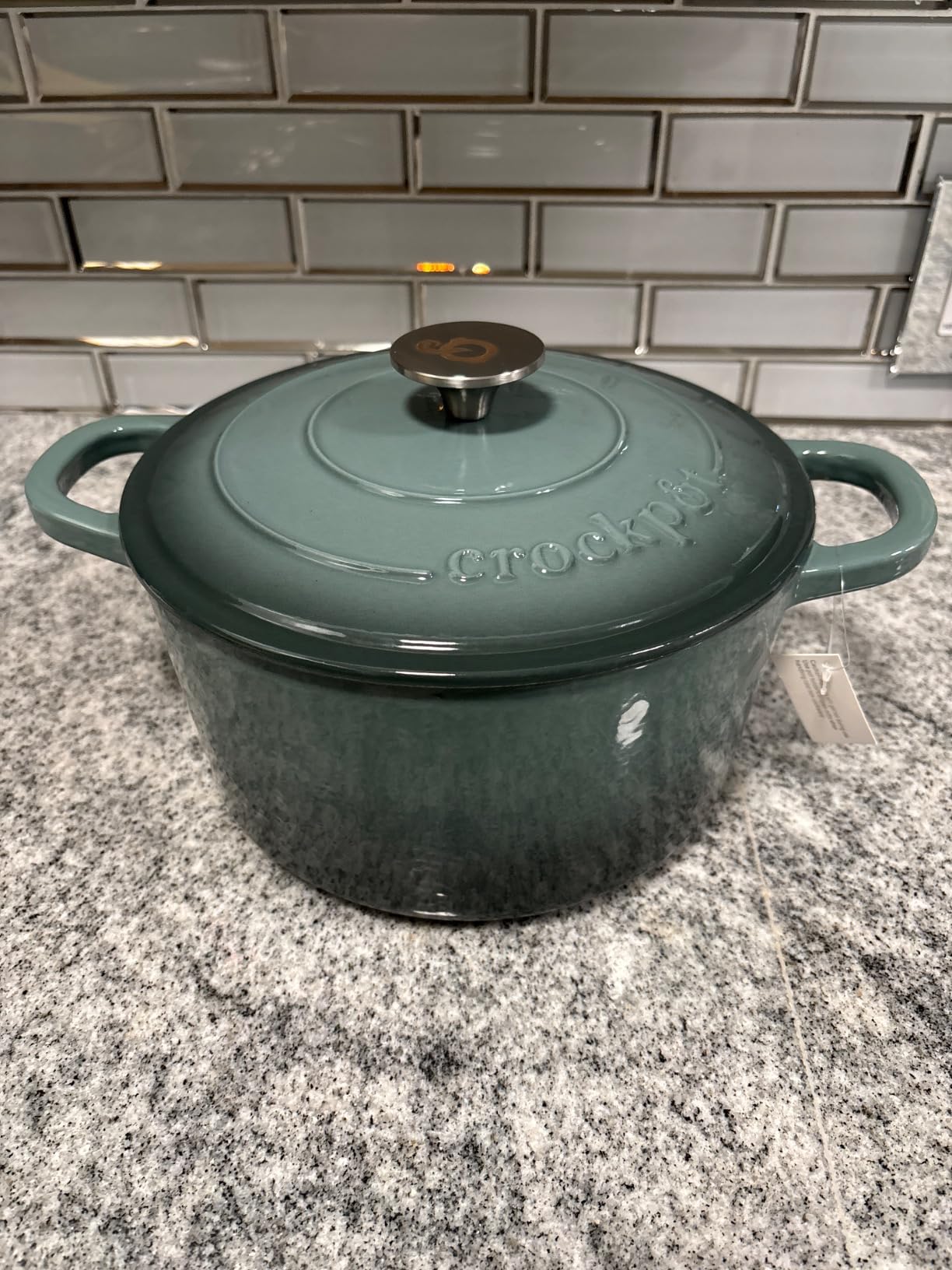 Crock Pot Artisan 5-Quart Round Enameled Cast Iron Dutch Oven – Slate Gray, Heavy-Duty Cookware for Slow Cooking, Roasting, Baking with Lid customer photo 1