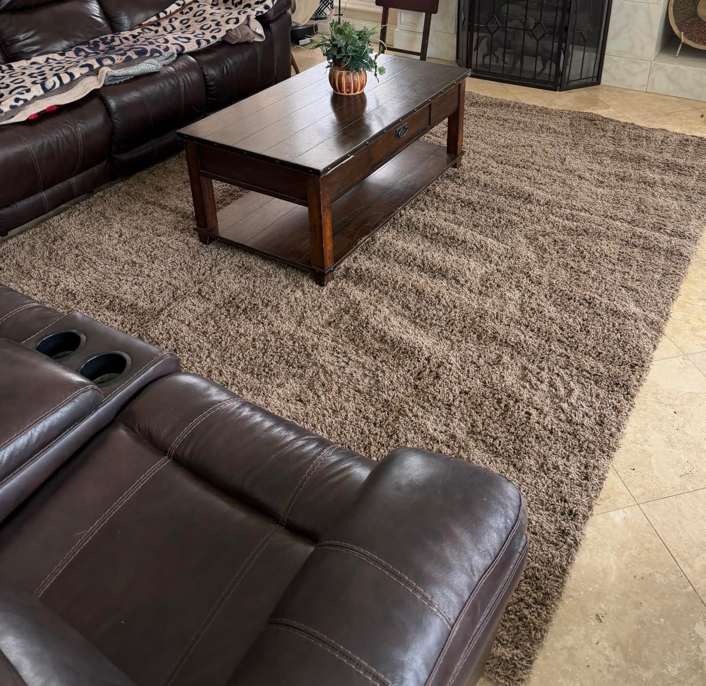 Unique Loom Solid Shag Collection Area Rug (9' x 12' Rectangle, Taupe) customer photo 1