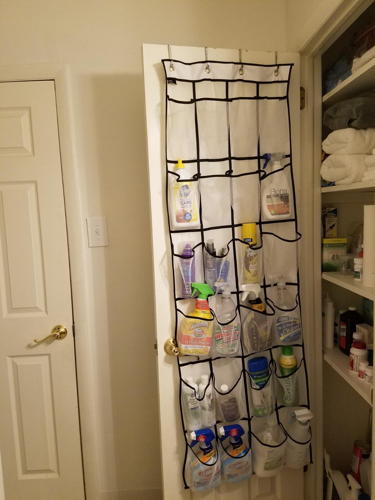 MISSLO Over The Door Shoe Organizer 24 Large Mesh Pockets, White customer photo 1