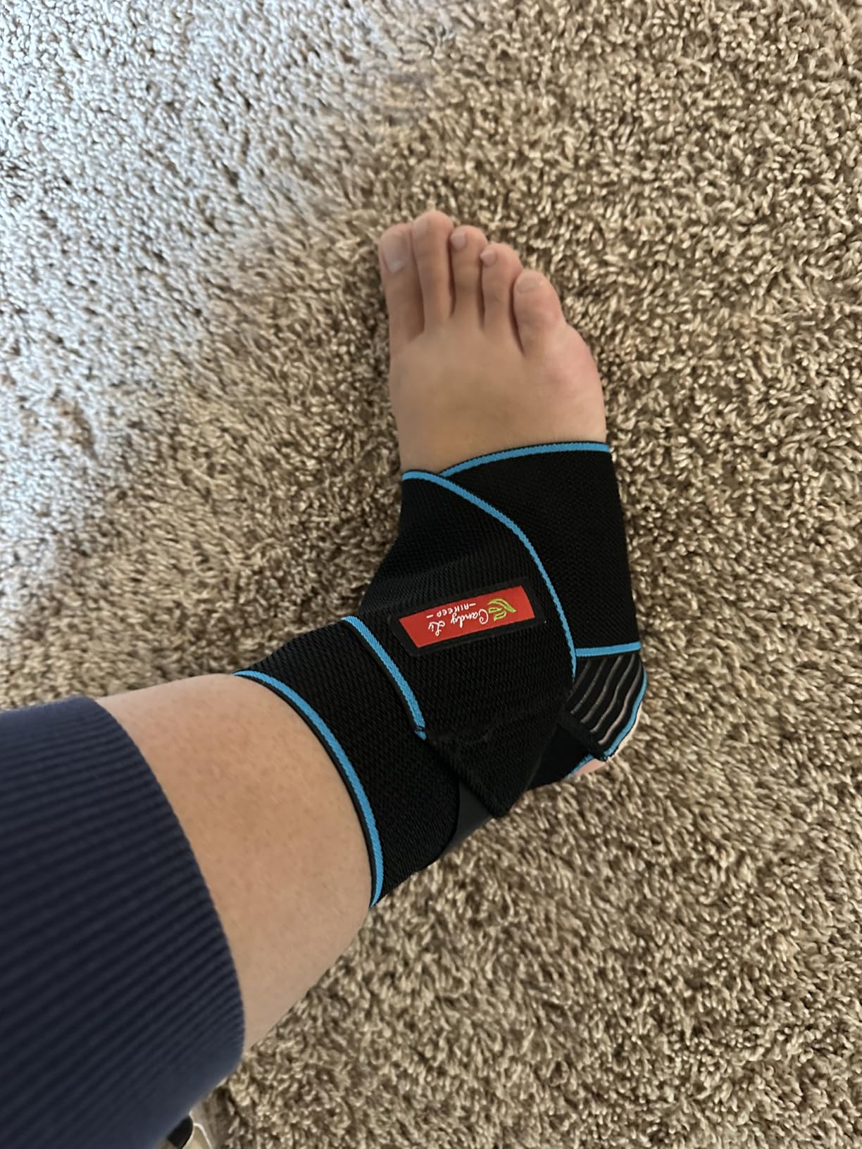 Candy Li Ankle Brace for Sprained Ankle, Ankle Support for Women & Men, Adjustable Compression Wrap Breathable Nylon Super Elastic & Comfortable for Sports– Blue customer photo 2