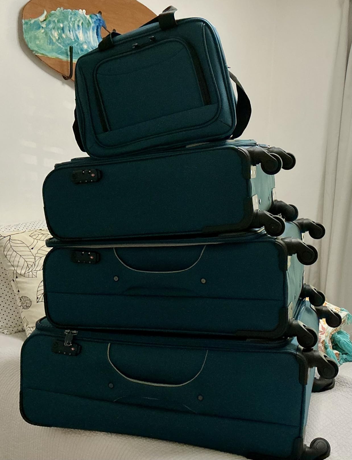 Coolife Softshell Luggage, TSA Lock, Spinner Wheels, 4-Piece Set with Tote customer photo 2