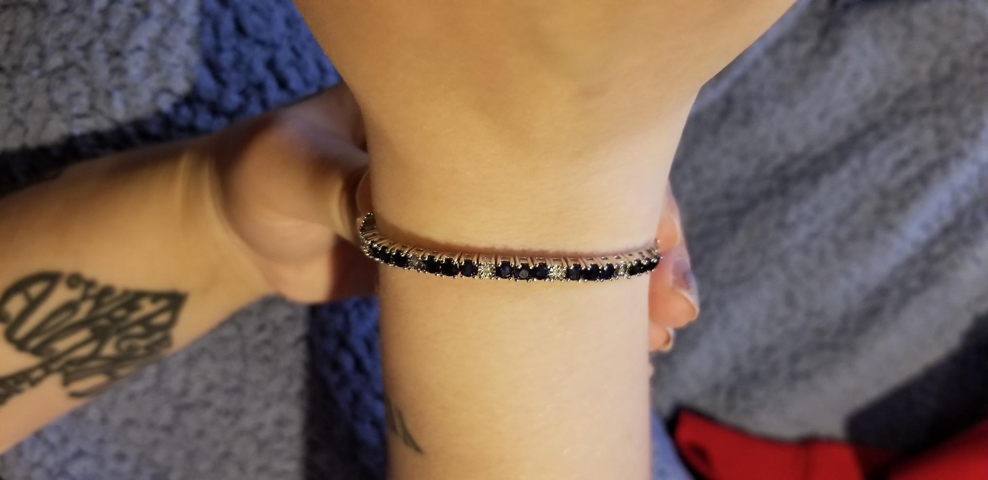 Gem Stone King 2.05 Ct Blue Sapphire and Diamond Tennis Bracelet for Women customer photo 1