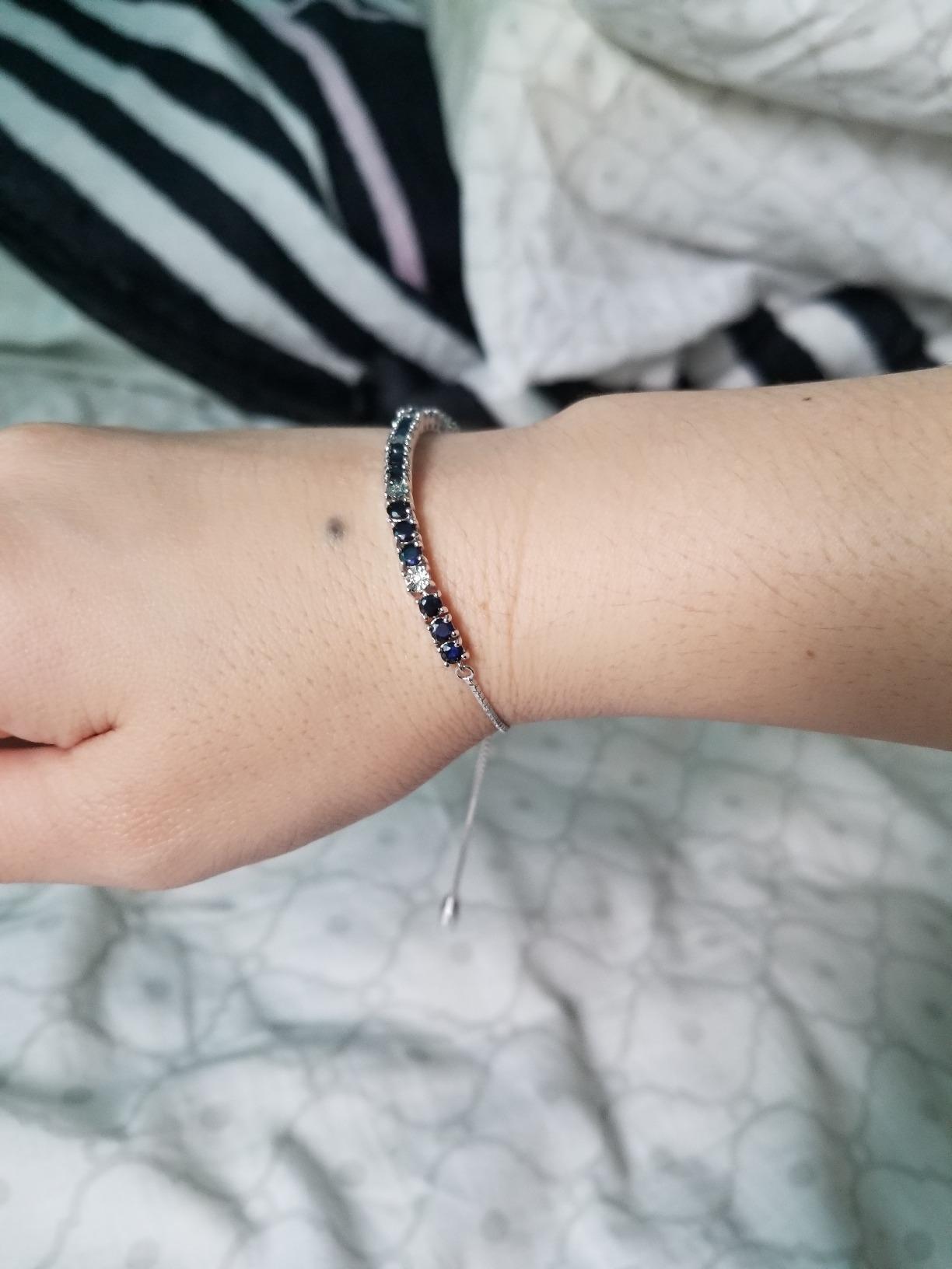 Gem Stone King 2.05 Ct Blue Sapphire and Diamond Tennis Bracelet for Women customer photo 2