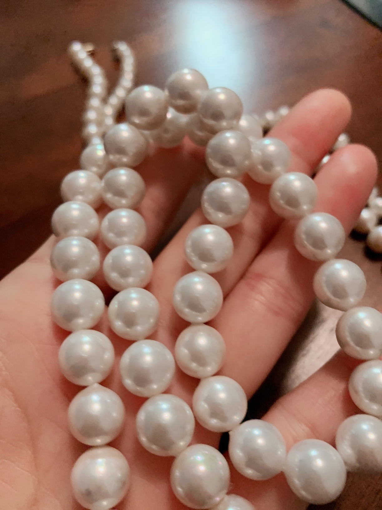 PAVOI 925 Sterling Silver Round Simulated Shell Pearl Necklace Strand | Pearl Choker Necklace | Jewelry for Women customer photo 2