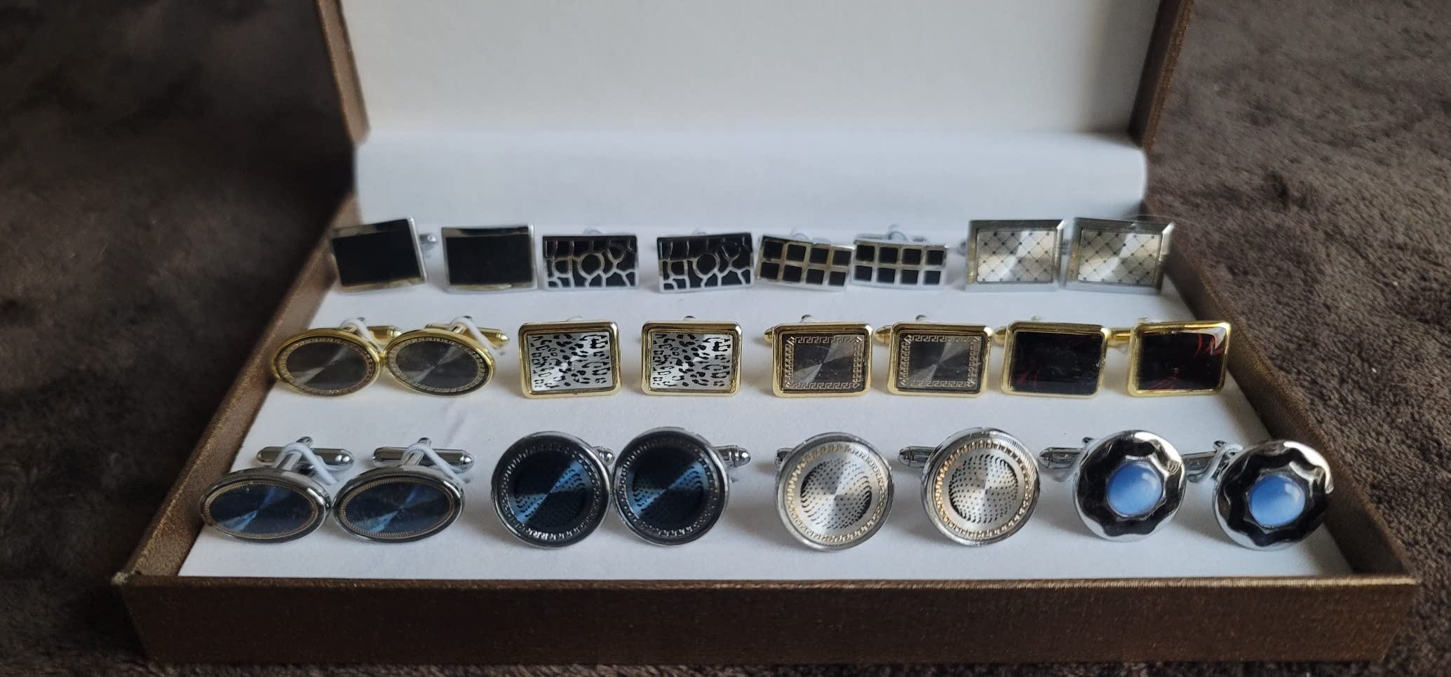BodyJ4You 12 Pairs Cufflinks for Men Set - Father's Day Gifts for Men - Cuff Links Black Suit Tuxedo Shirt Wedding Business Groom Formal - Elegant Box Jewelry Set customer photo 2