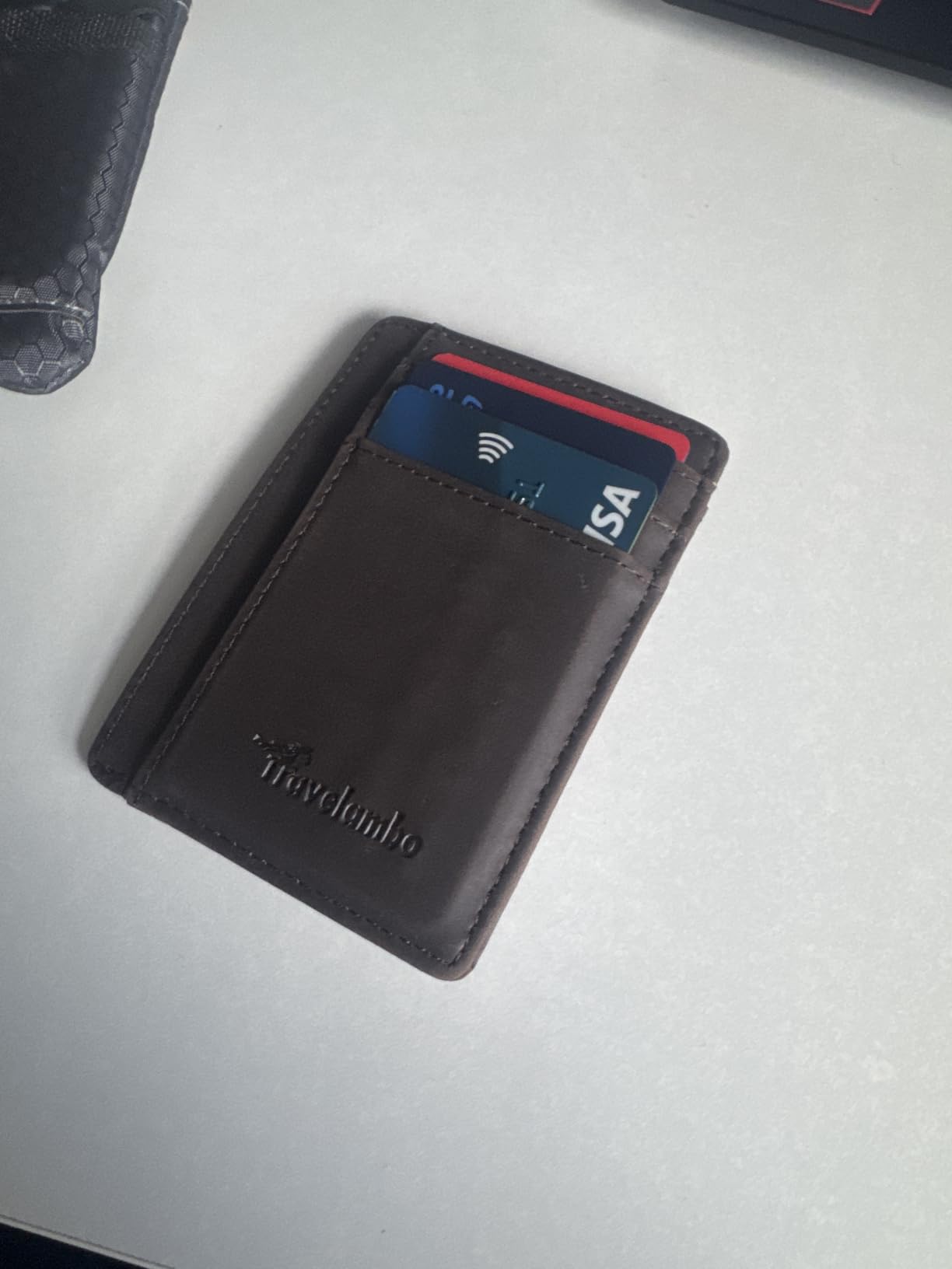 Travelambo Slim Wallet Front Pocket Minimalist Leather RFID Blocking Medium Size customer photo 2