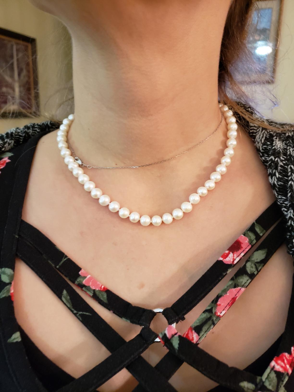 White Freshwater Cultured Pearl Necklace for Women in 18 Inch Princess Length customer photo 2