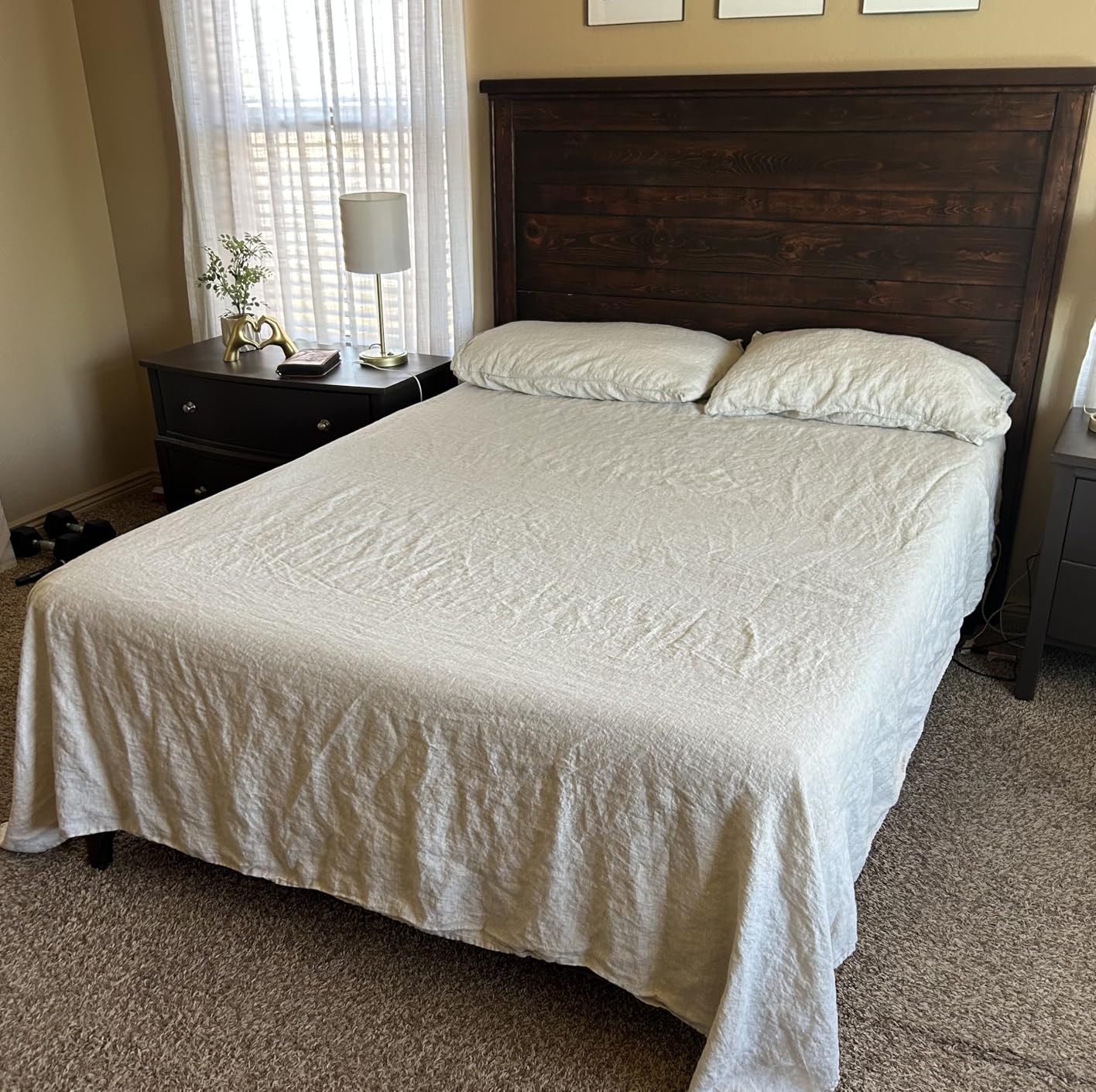DAPU 100% Linen Sheets Queen Size,170GSM French Flax Pure Linen Sheets Set customer photo 2
