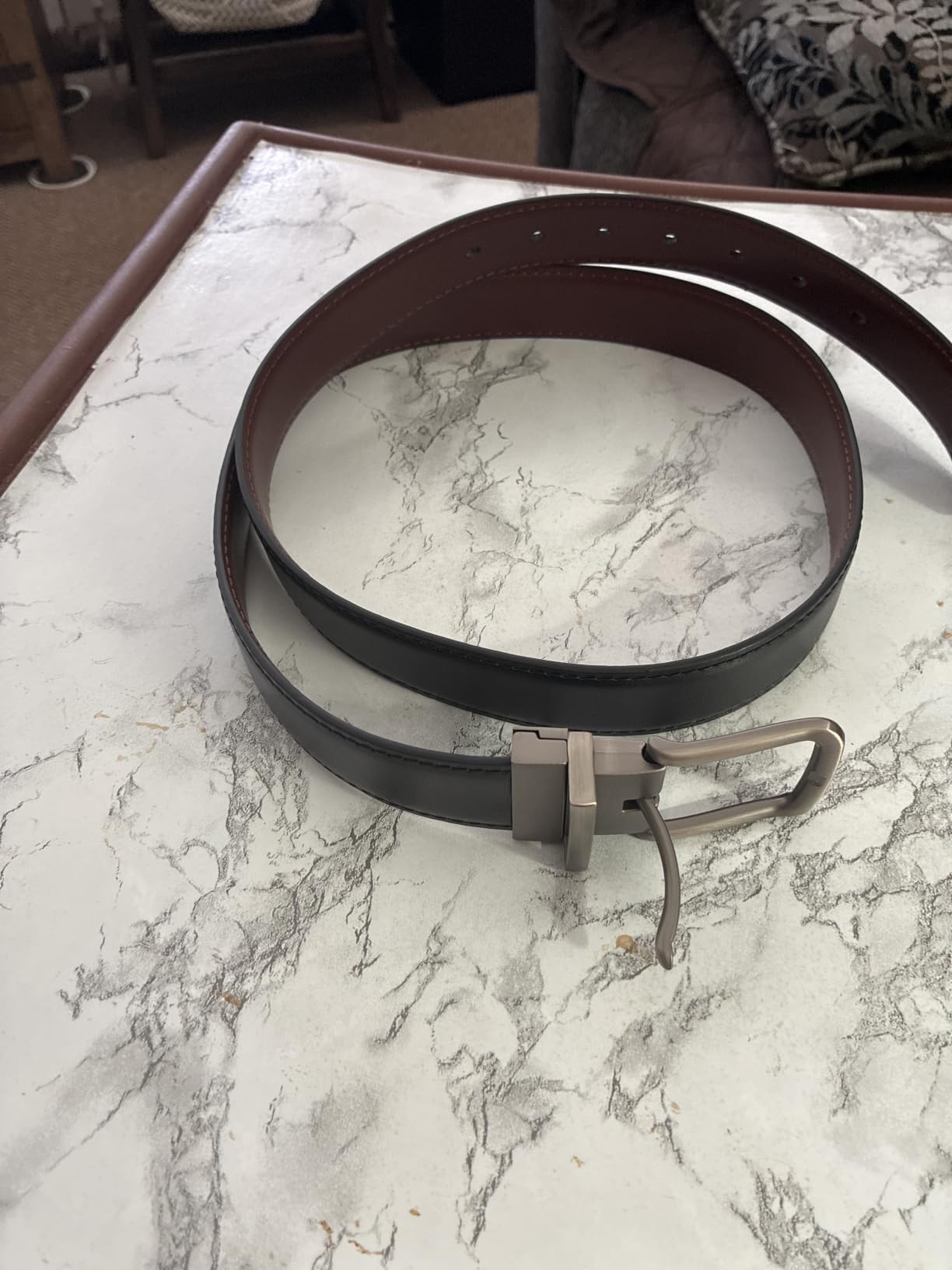 BULLIANT Men's Reversible Leather Belt Trimmable 1.25