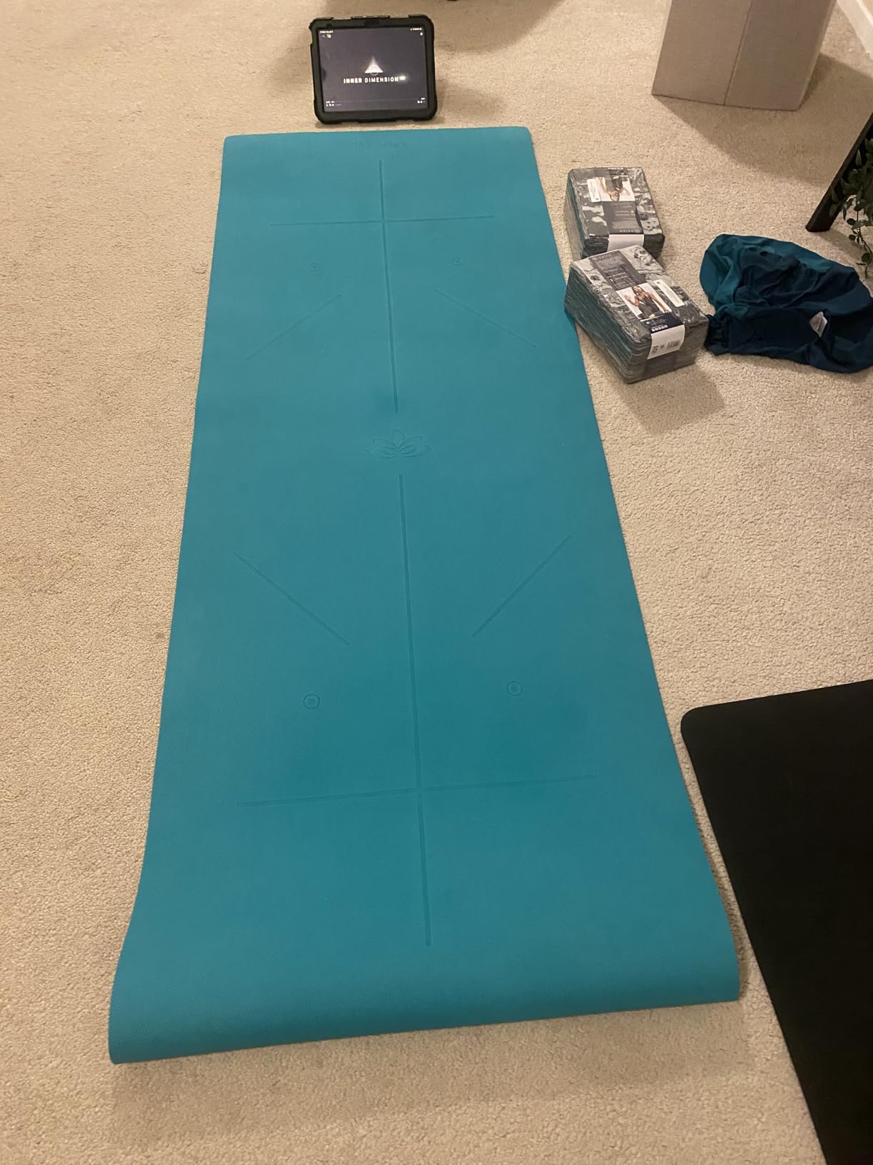 Heathyoga Yoga Mat Non Slip TPE Pilates Exercise Mats for Home Workout Gym Fitness Eco Friendly Thick Hot Yoga Mat with Strap Body Alignment,72