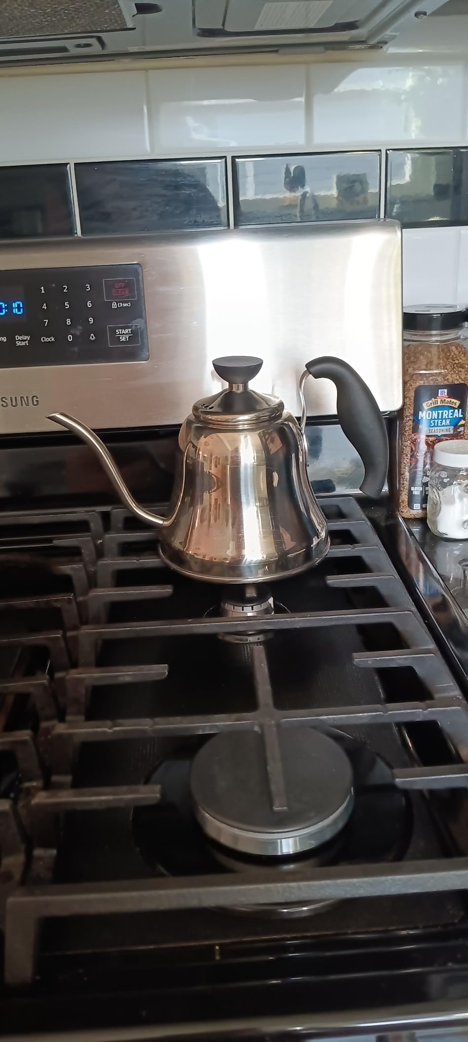 Tea Kettle for Stovetop, Gooseneck Pour Over, Flow Control, 28oz, Silver customer photo 1