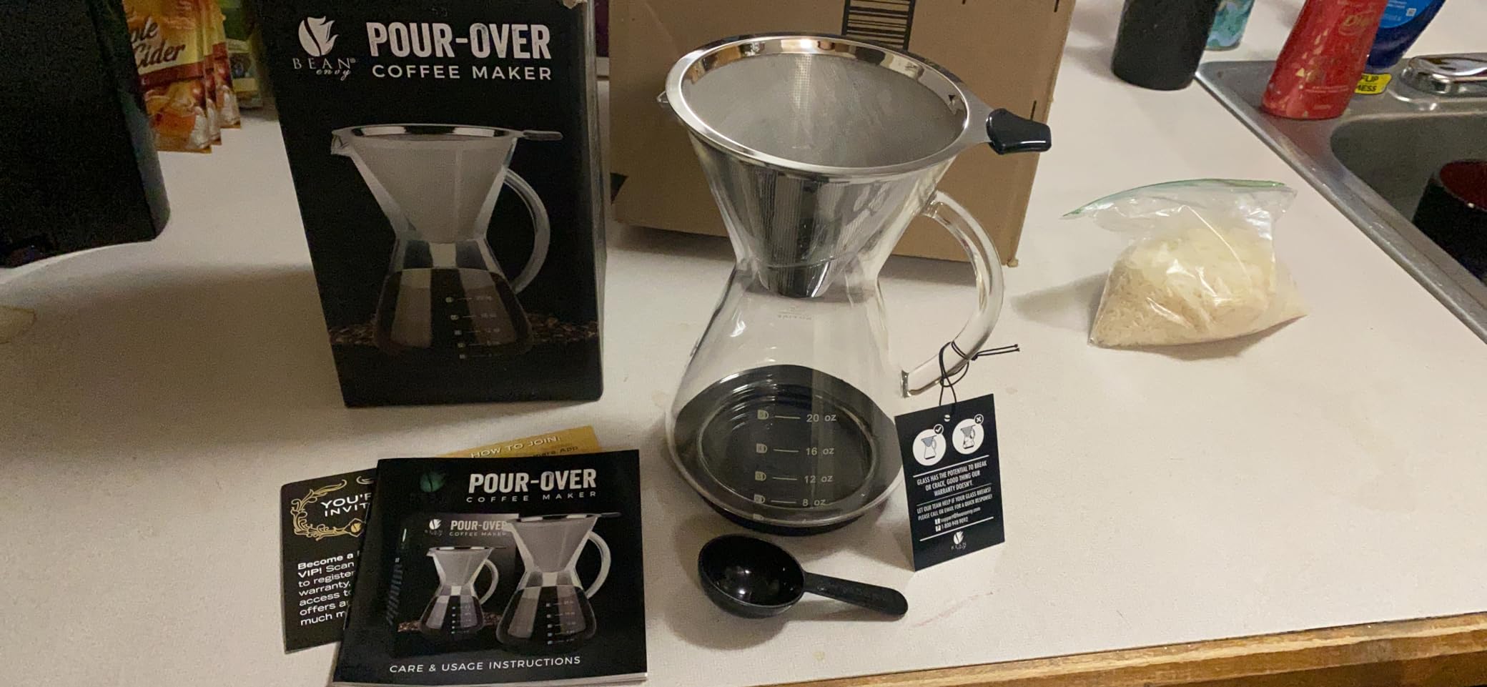Bean Envy Pour Over Coffee Maker - Glass Dripper with Steel Filter 20 Oz customer photo 1