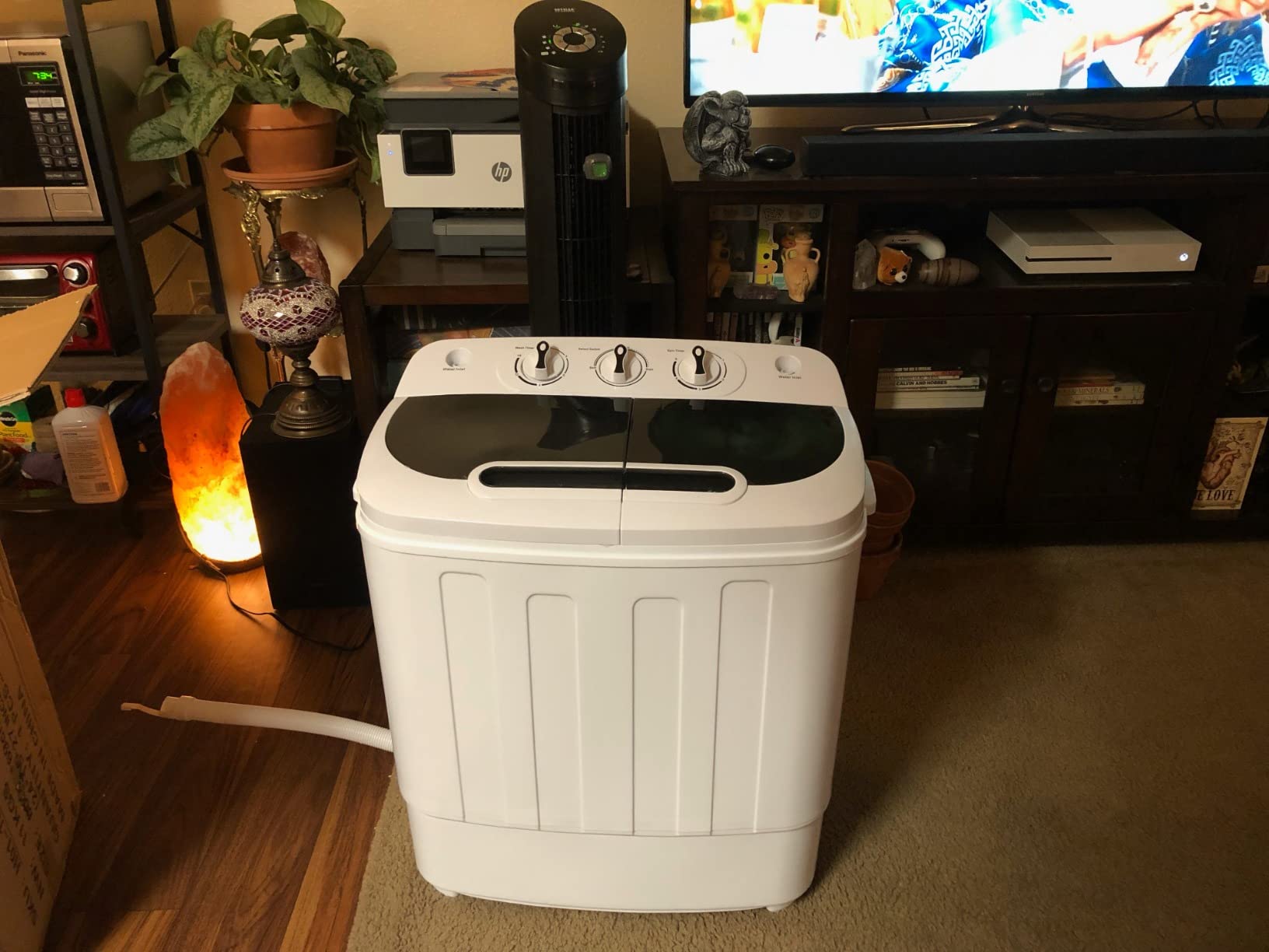 SUPER DEAL Compact Mini Twin Tub Washing Machine 13lbs Capacity Portable Washer Wash and Spin Cycle Combo, Built-in Gravity Drain for Camping, Apartments, Dorms, College, RV’s and Small Spaces customer photo 2