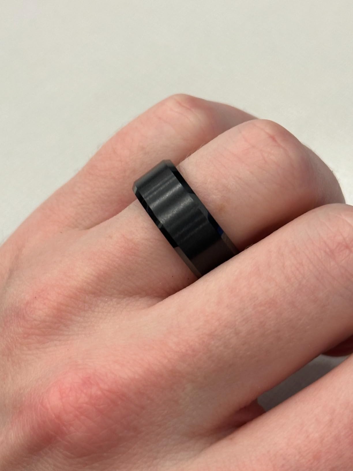 CROWNAL 4mm 6mm 8mm Black Ceramic Wedding Band Ring Men Women Couple Matte Finish Beveled Edges Comfort Fit Size 4 To 16 customer photo 2