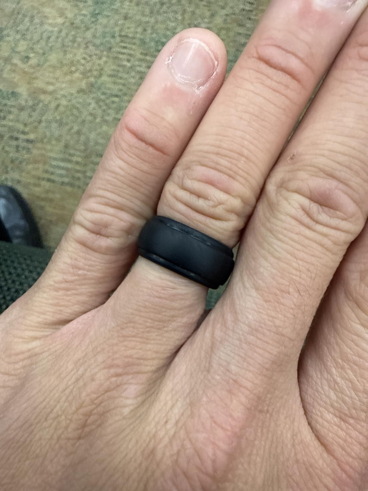 ThunderFit Silicone Rings for Men, Step Edge Rubber Wedding Bands 10mm Wide customer photo 1
