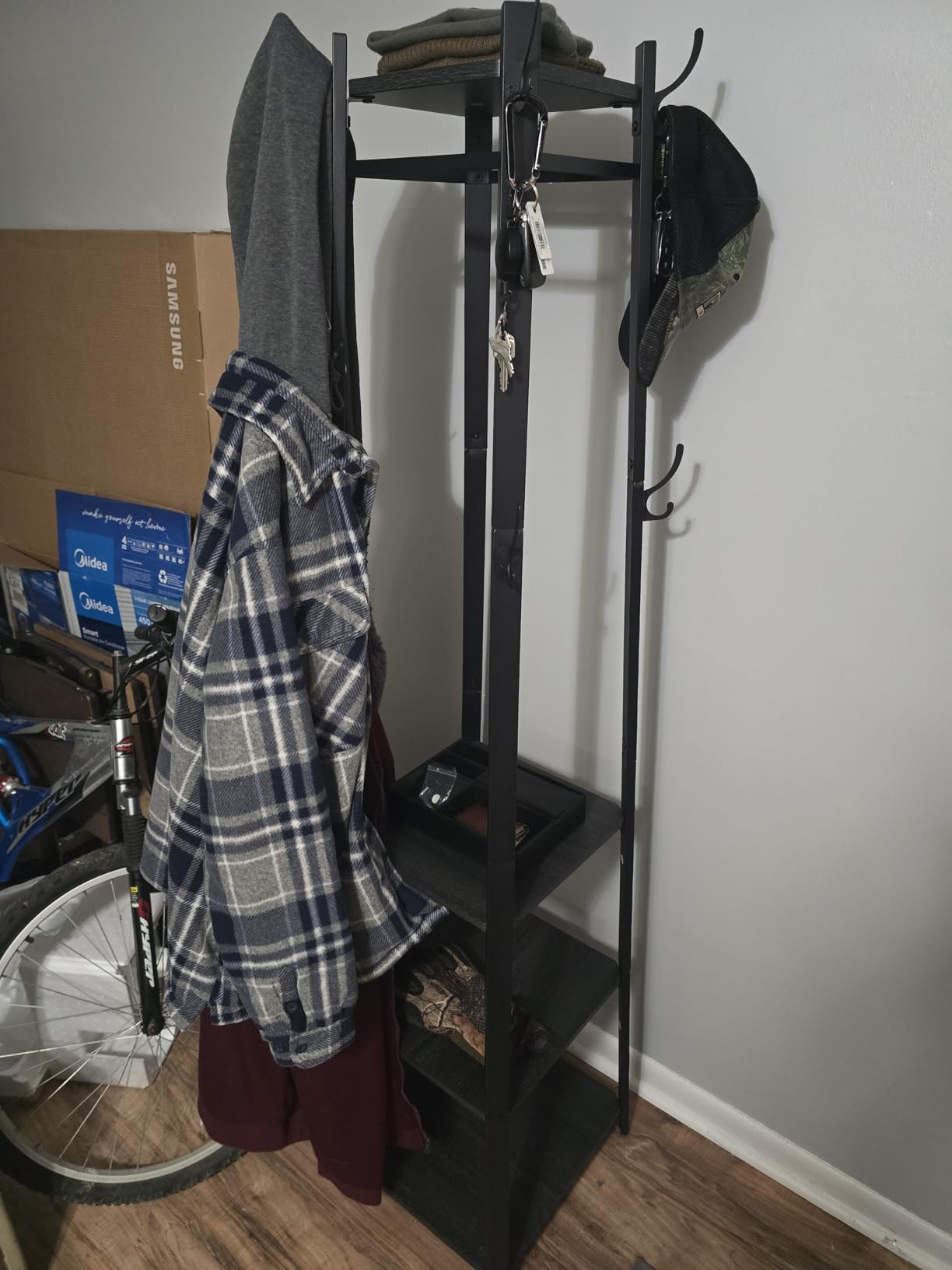 VASAGLE Coat Rack Freestanding, Hall Tree with 2 Shelves customer photo 1