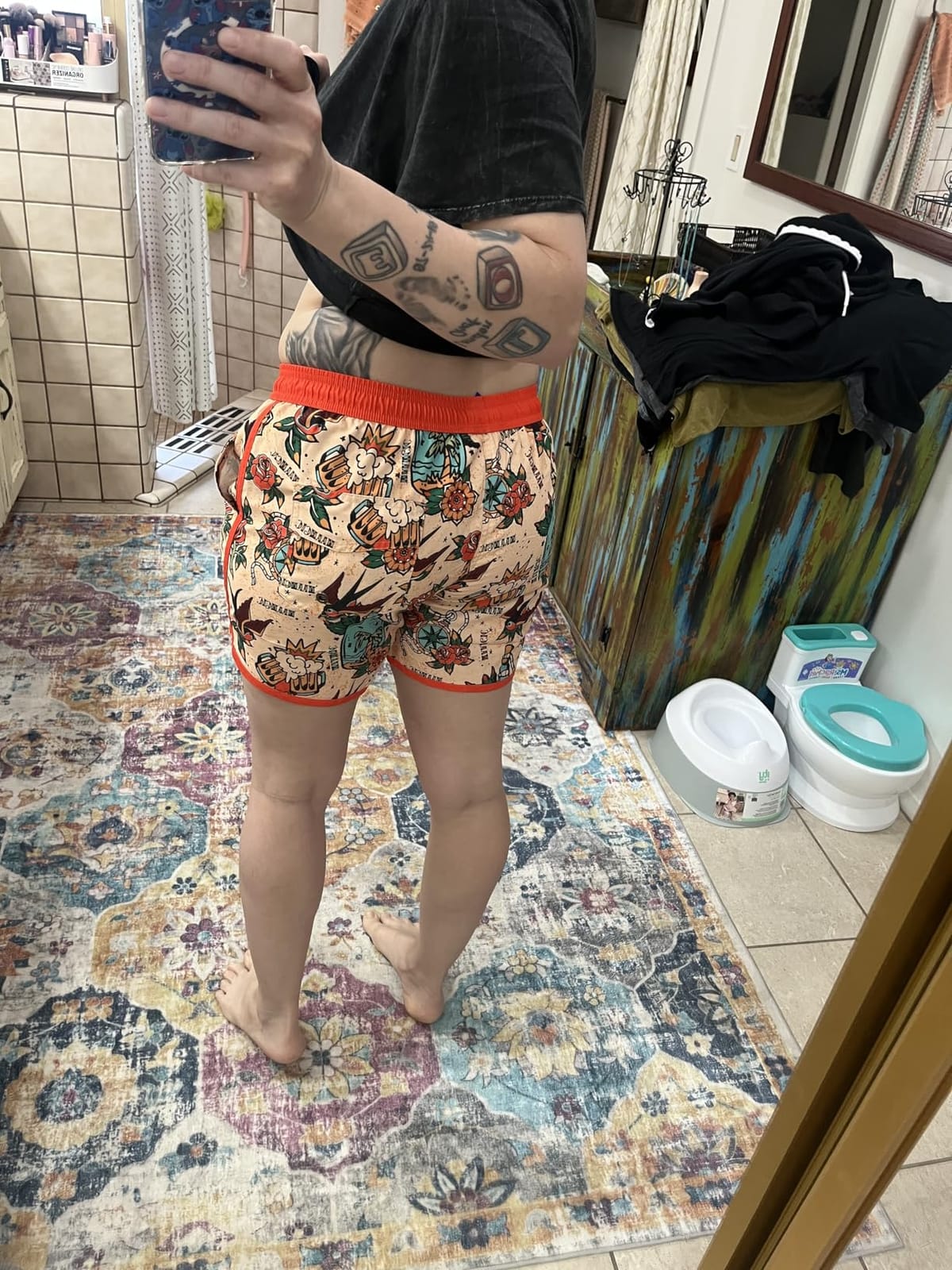 maamgic Mens Boys Short 80s 90s Vintage Swim Trunks with Mesh Lining Quick Dry Swim Suits Board Shorts customer photo 2