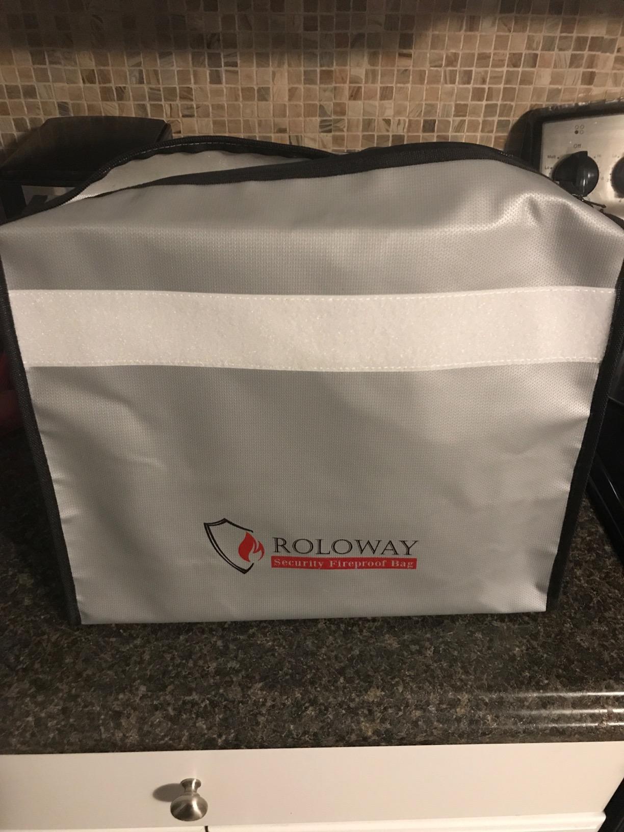 ROLOWAY Fireproof Document & Money Bags, Large Fireproof & Water Resistant Bag (15 x 12 x 5 inches), Fireproof Folder Safe Bag for Cash, Valuables & Passport, with Silicone Coating & Zipper Closure customer photo 1
