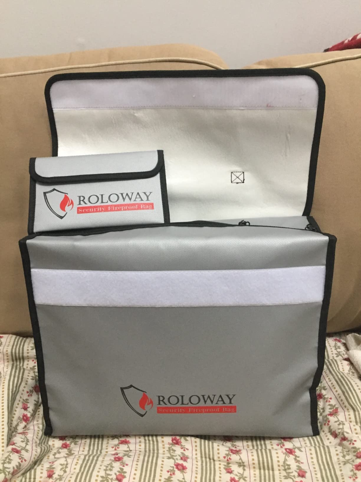 ROLOWAY Fireproof Document & Money Bags, Large Fireproof & Water Resistant Bag (15 x 12 x 5 inches), Fireproof Folder Safe Bag for Cash, Valuables & Passport, with Silicone Coating & Zipper Closure customer photo 2