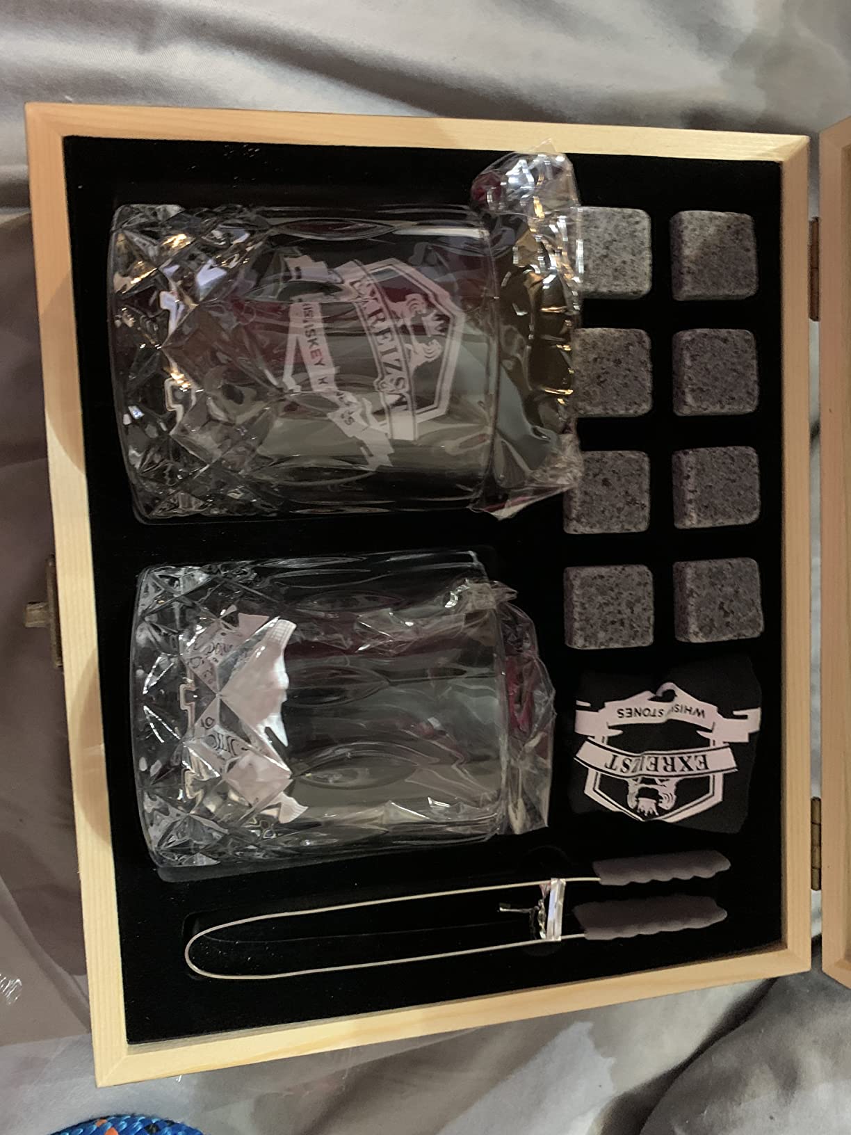 Whiskey Stones Gift for Men, Whiskey Glasses Set of 2 with Premium Wood Box customer photo 1