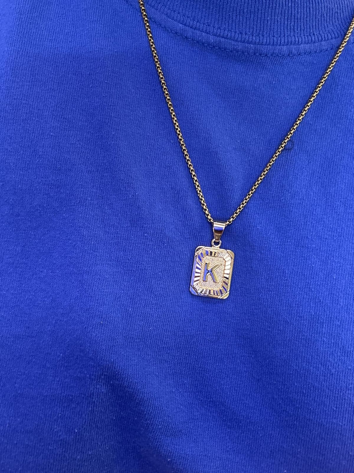 Trendsmax Initial A-Z Letter Pendant Necklace Mens Womens Capital Letter Yellow Gold Plated Stainless Steel Box Chain 22inch customer photo 2