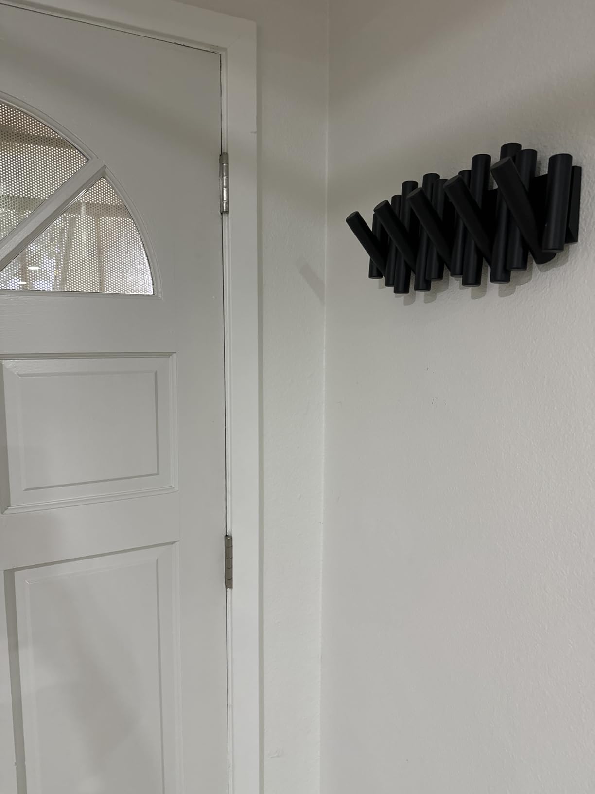Umbra Picket Coat Rack, Wall Mount 5 Flip-Down Coat Hooks, Natural customer photo 2