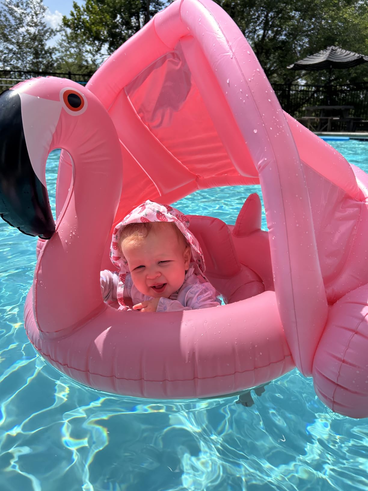 Flamingo Baby Float with Canopy,Baby Pool Float customer photo 1