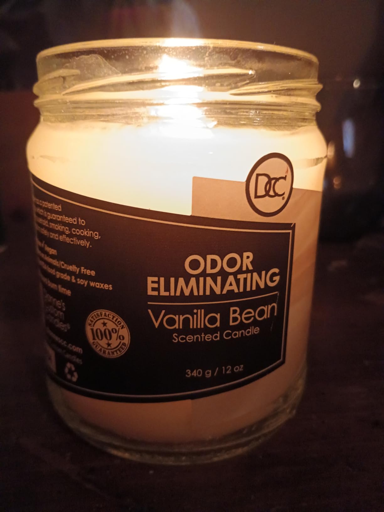 Vanilla Bean Odor Eliminating Highly Fragranced Candle - Eliminates 95% of Pet, Smoke, Food, and Other Smells Quickly - Up to 80 Hour Burn time - 12 Ounce Premium Soy Blend customer photo 2