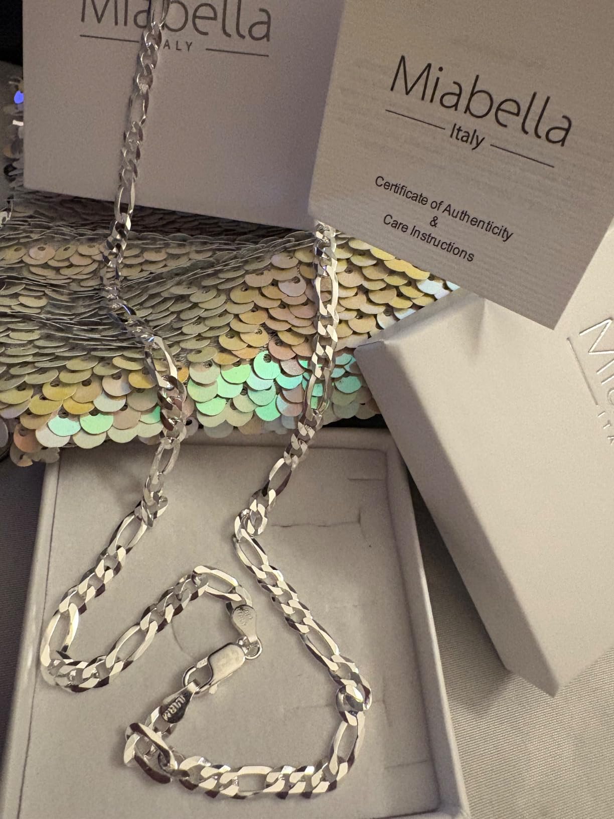 Miabella Italian 925 Sterling Silver 5mm Figaro Chain Necklace Men Women customer photo 2