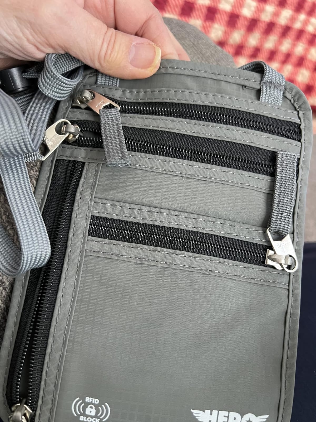 HERO Neck Wallet - RFID Blocking Passport Holder, Easy to Conceal Travel Pouch (Army Grey) customer photo 2