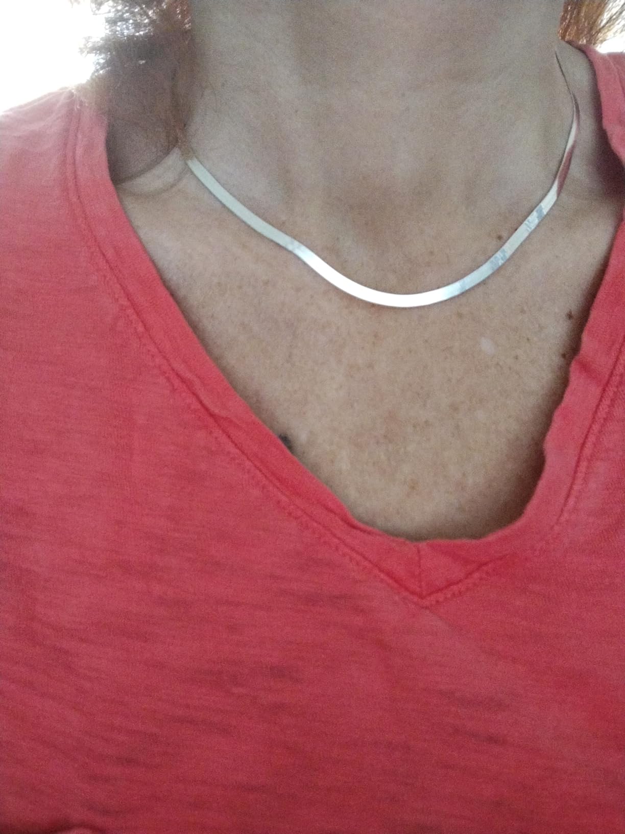 Miabella Italian 925 Sterling Silver, 18K Gold Plated Herringbone Necklace customer photo 2