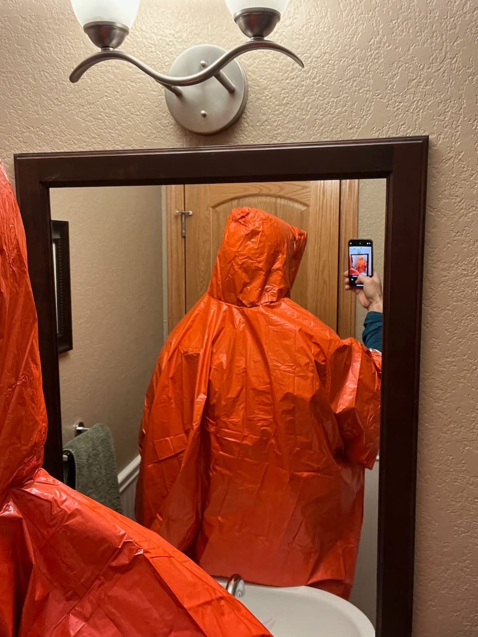 PREPARED4X Emergency Mylar Poncho – Survival Rain Poncho with Hood – Lightweight, Compact, Reusable Emergency Blanket Poncho for Hiking, Camping, Thermal Gear, Car Kit, Outdoors customer photo 2