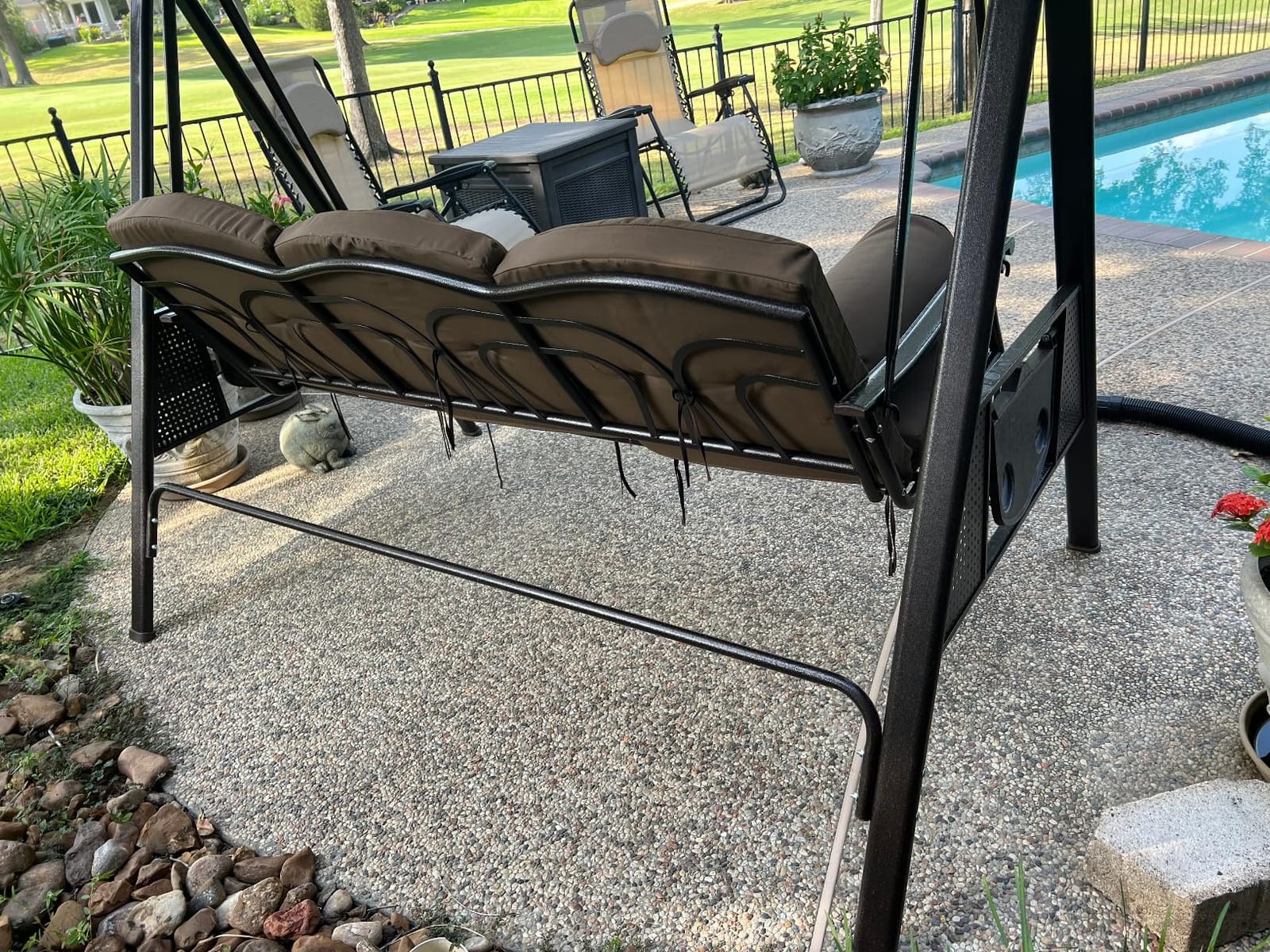 PURPLE LEAF Outdoor Porch Swing for Adults Durable Bronze Aluminum Frame customer photo 2
