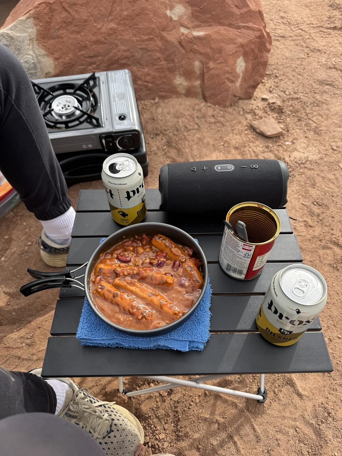 Grope Portable Camping Table,Aluminum Folding Beach Table (Black-S) customer photo 2